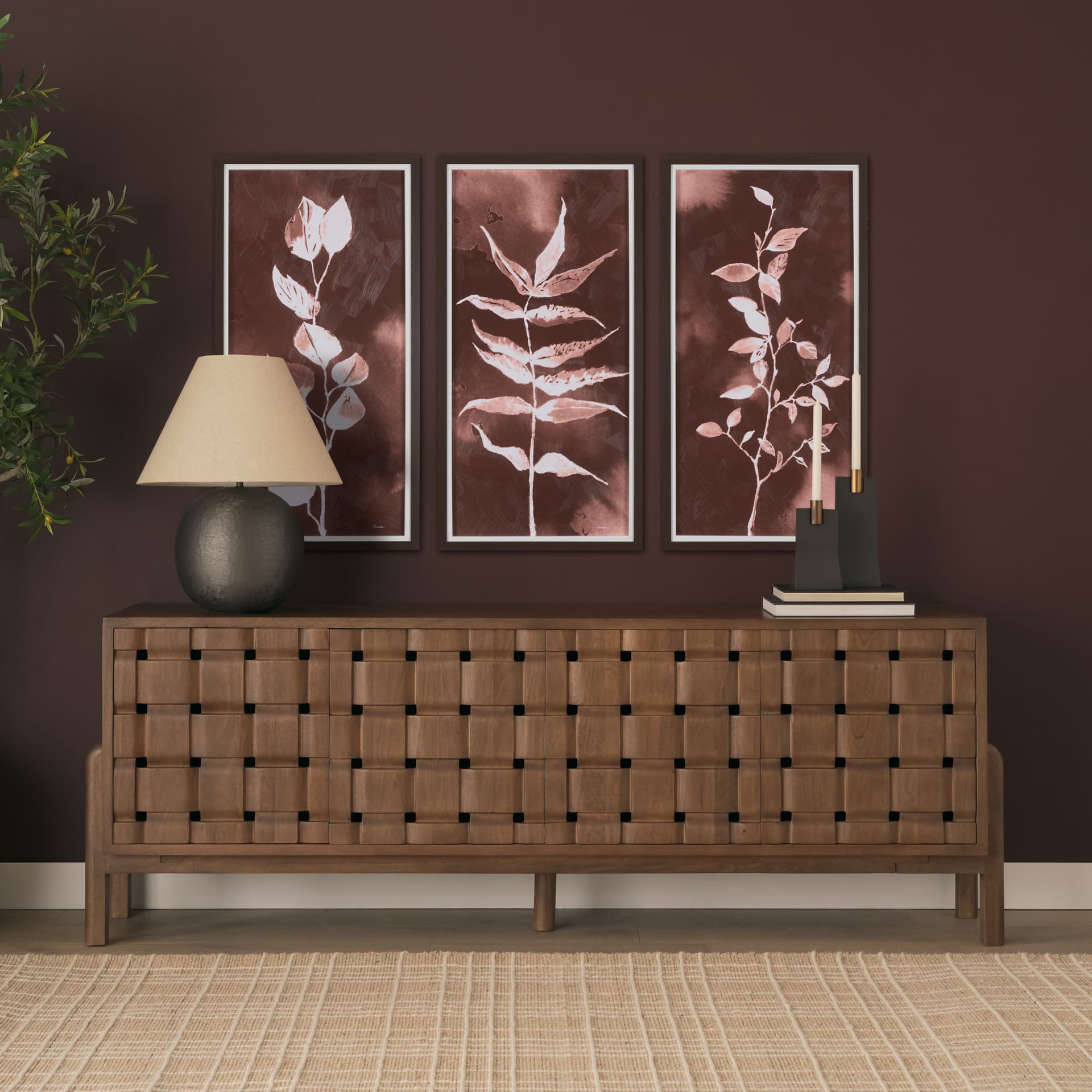 Sienna Silhouette III by Mercana Studio a Hand Embellished Textured Framed Art Print — in a styled room