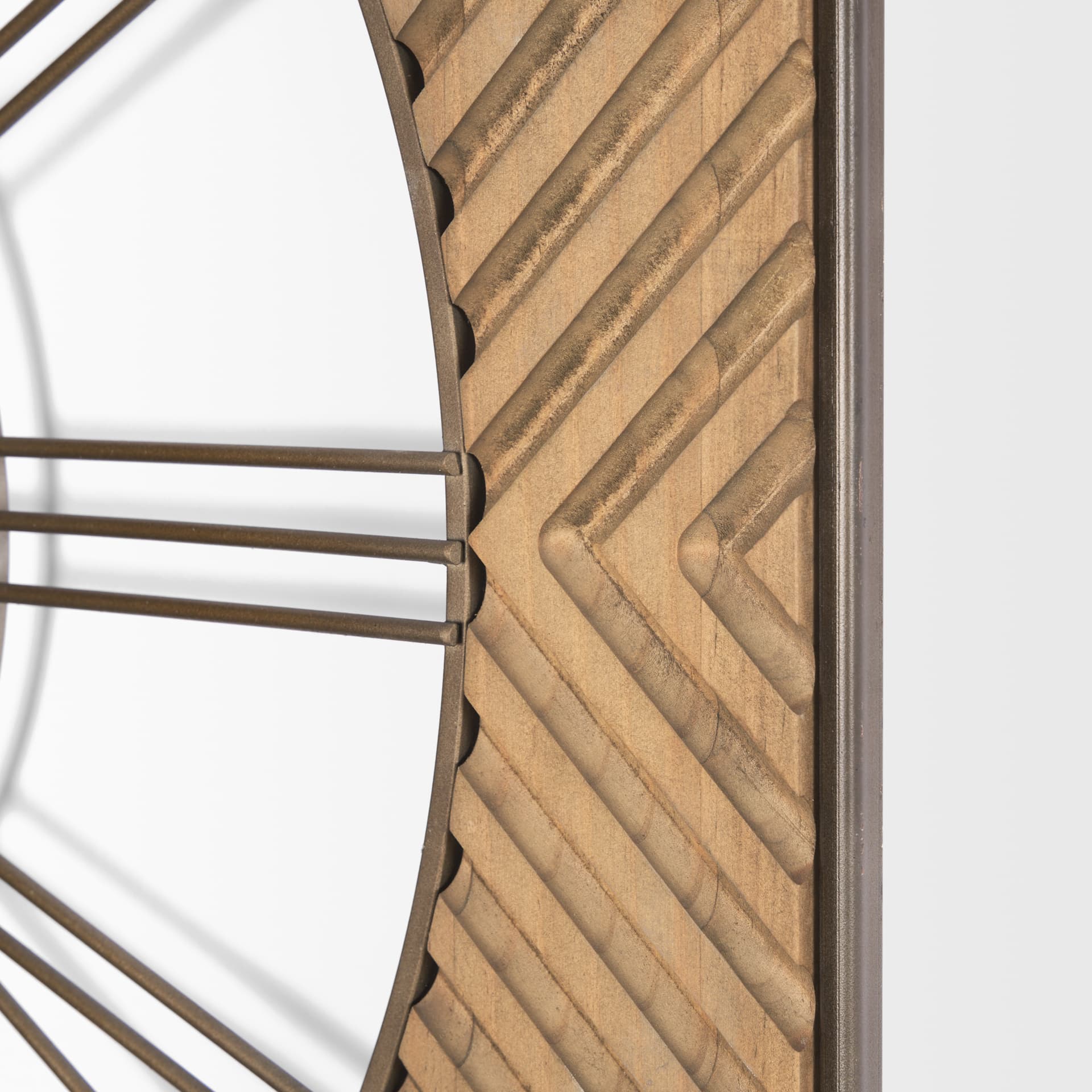 Rondell Light Brown Wood W/ Gold Metal Wall Clock — product photograph
