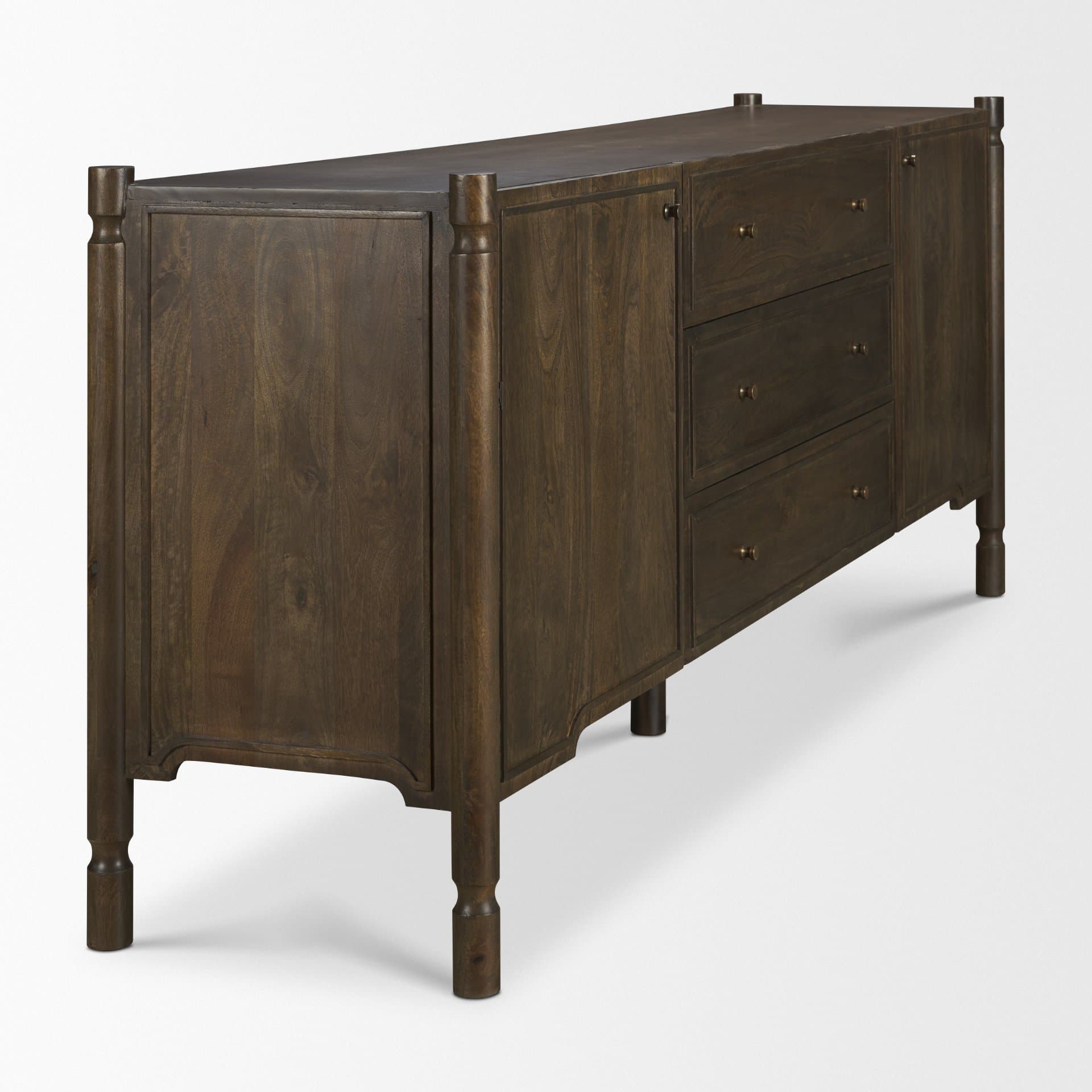 Phil Dark Brown Wood 2 Door 3 Drawer Closed Sideboard — product photograph