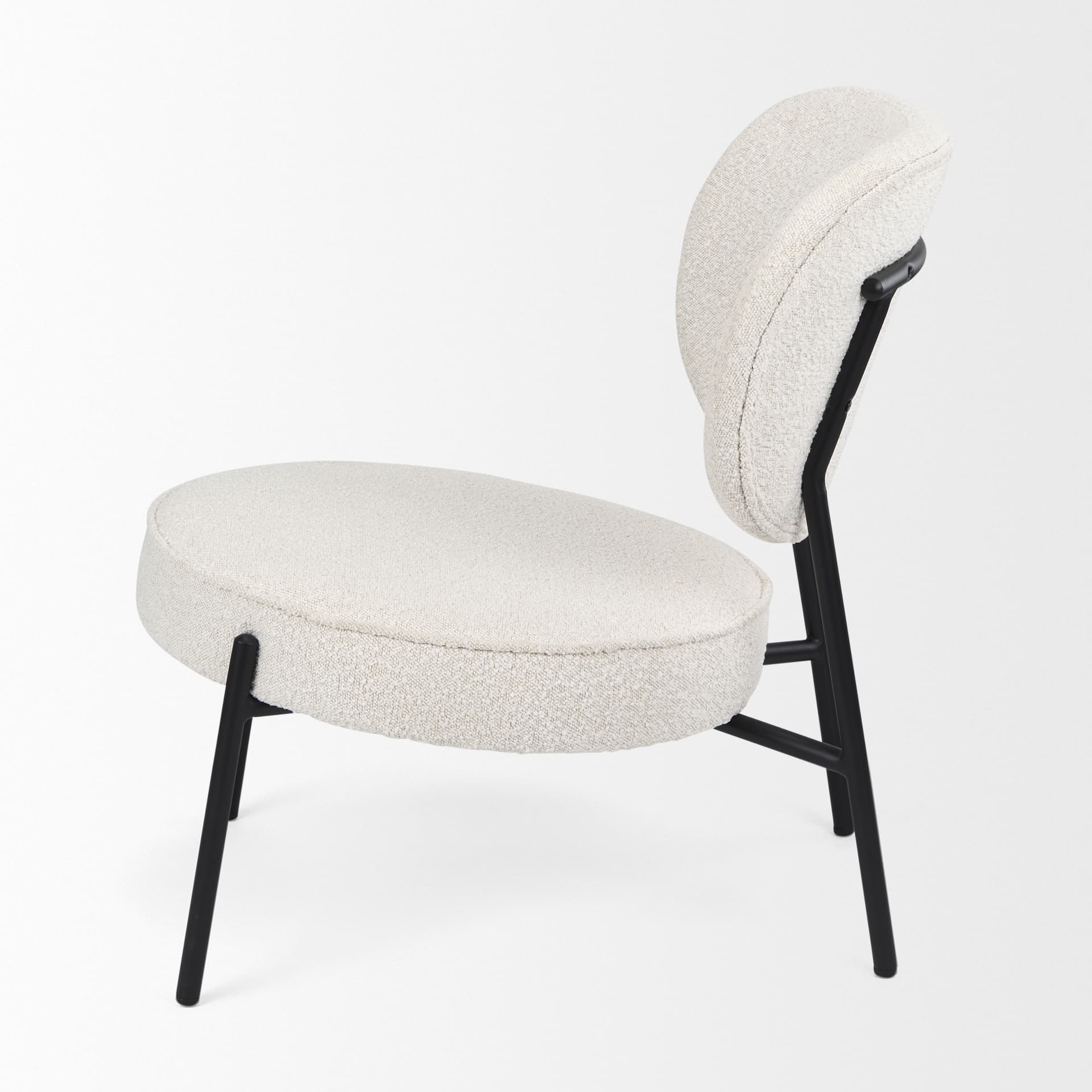 Amelia Cream Boucle W/Black Metal Upholstered Accent Chair 21.3L x 21.3W x 30.3H — product photograph