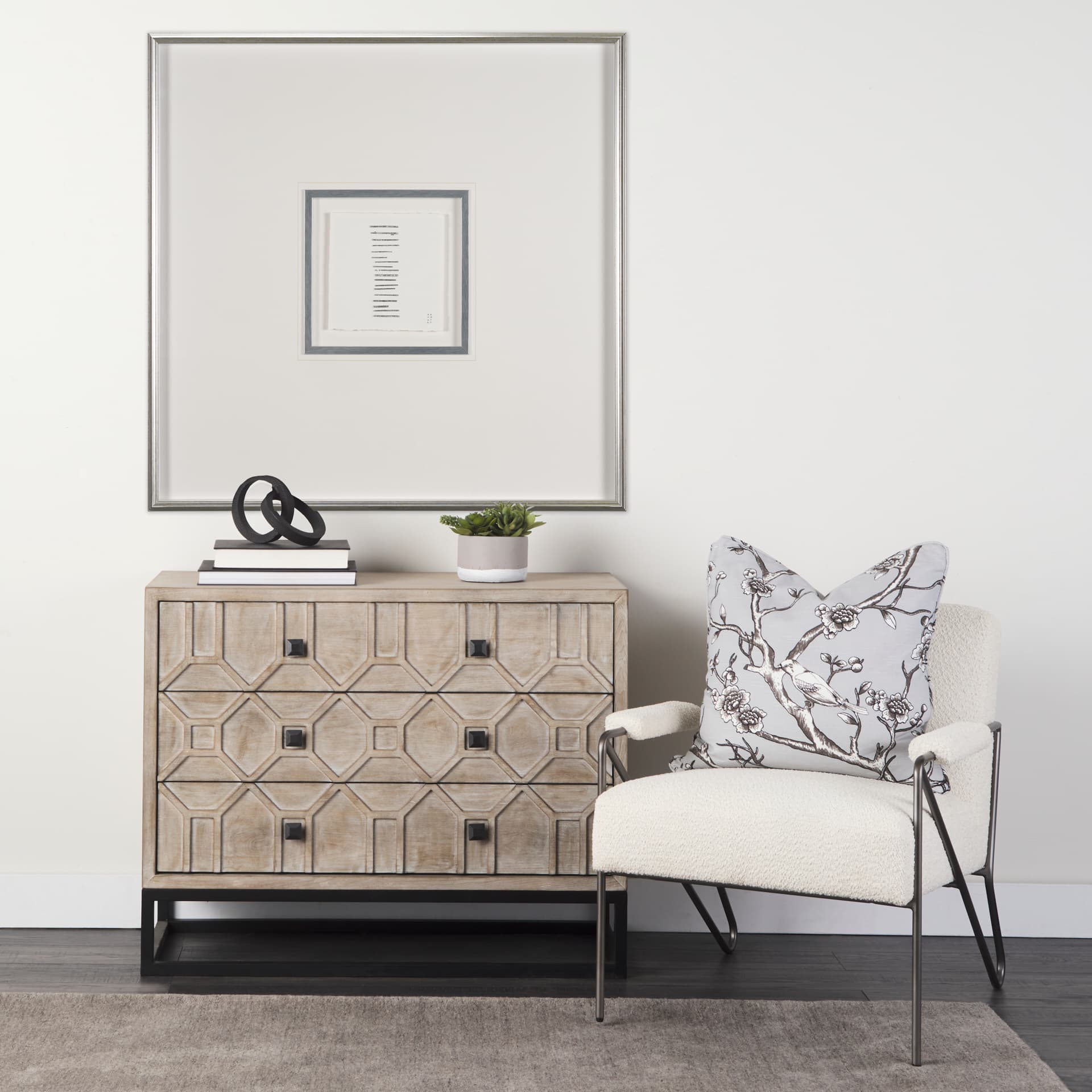 Short Straw I by Studio M a handmade Original Framed Artwork under Glass — in a styled room