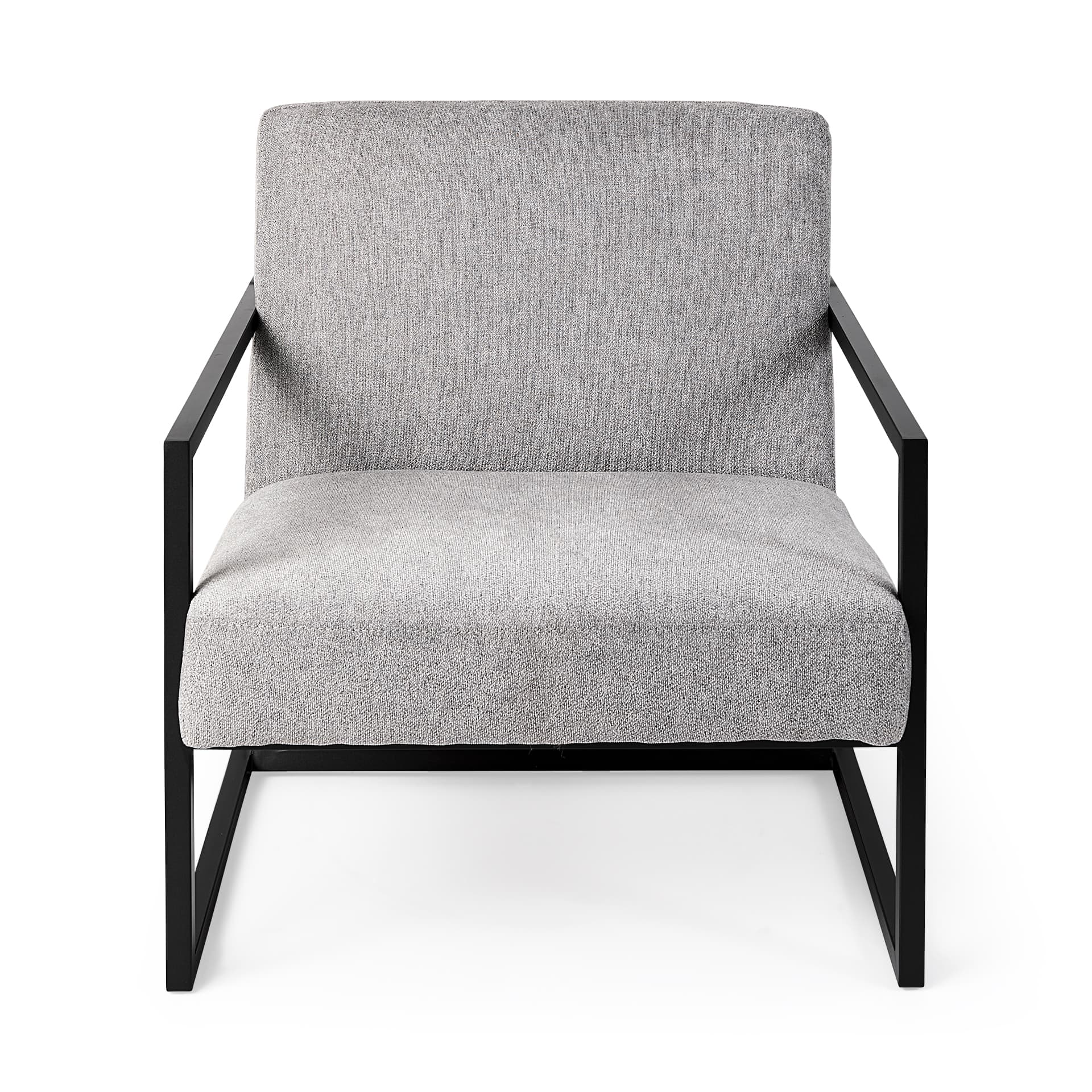 Armelle Gray Fabric Seat W/Black Metal Frame Accent Chair — product photograph