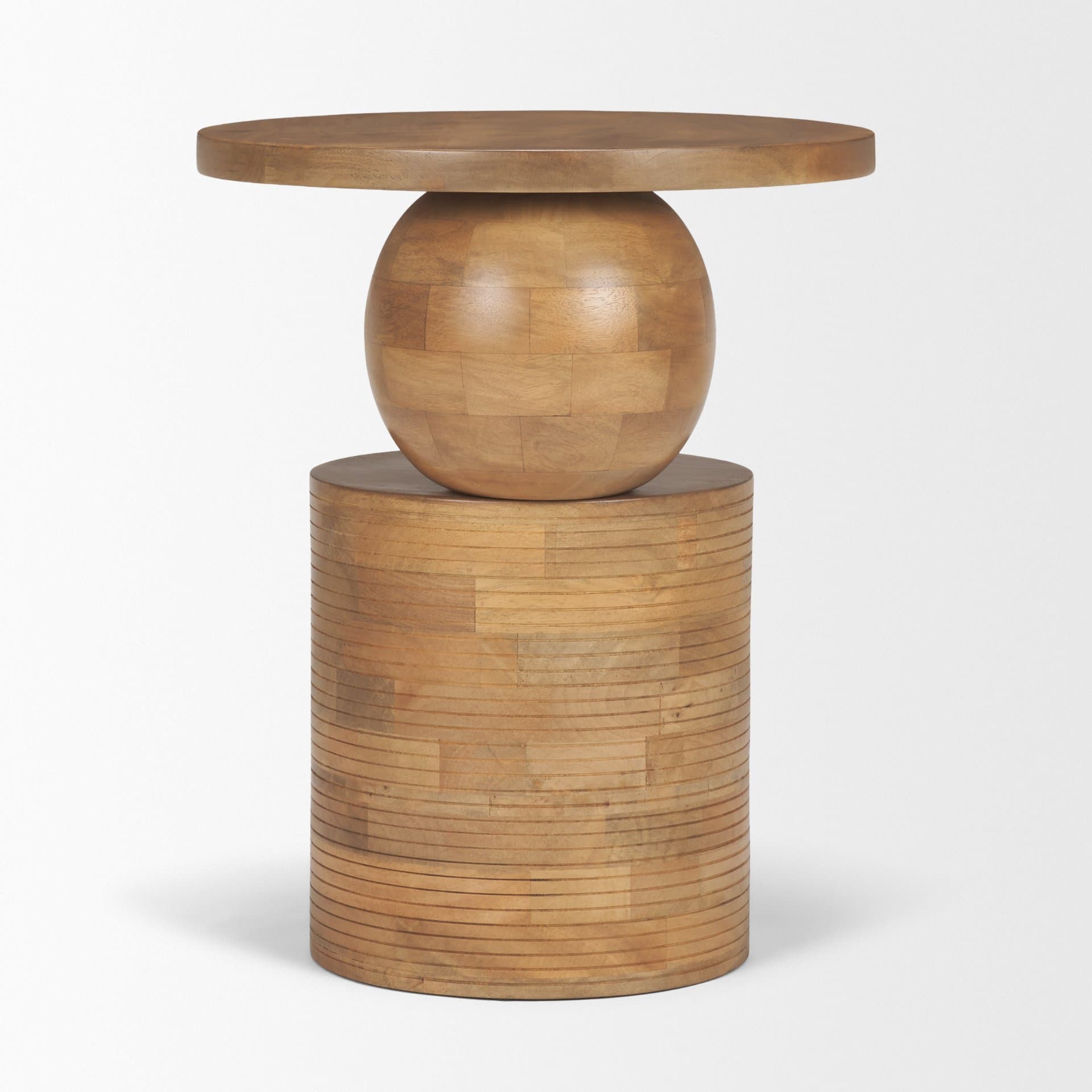 Stack Light Brown Wood Geometric Accent Table — product photograph