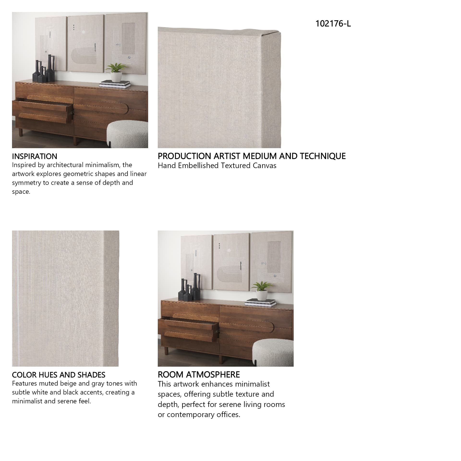 Balance V by Mercana Studio a Hand Embellished Textured Canvas — in a styled room