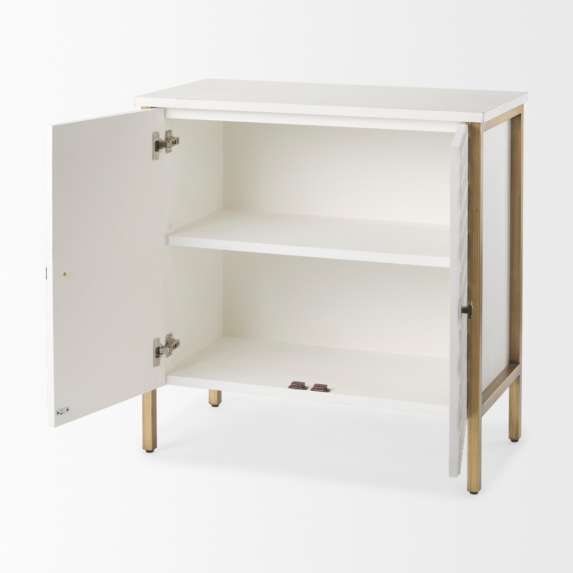 Savannah White Fir Veneer w/ Gold Metal Accent 2-Door Accent Cabinet — product photograph