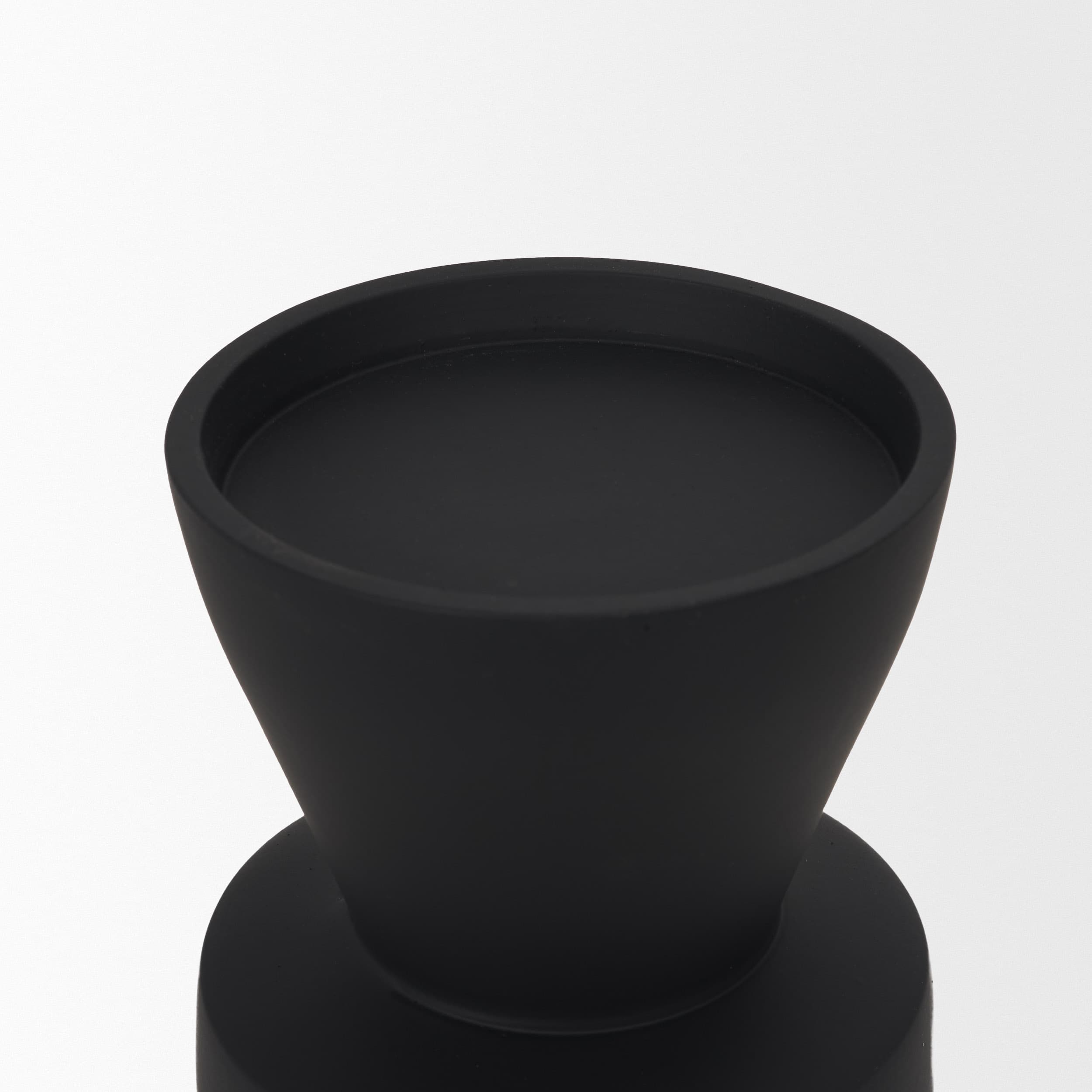 Odilia Small Smooth Matte Black Metal Geometric Pillar Candle Holder — product photograph
