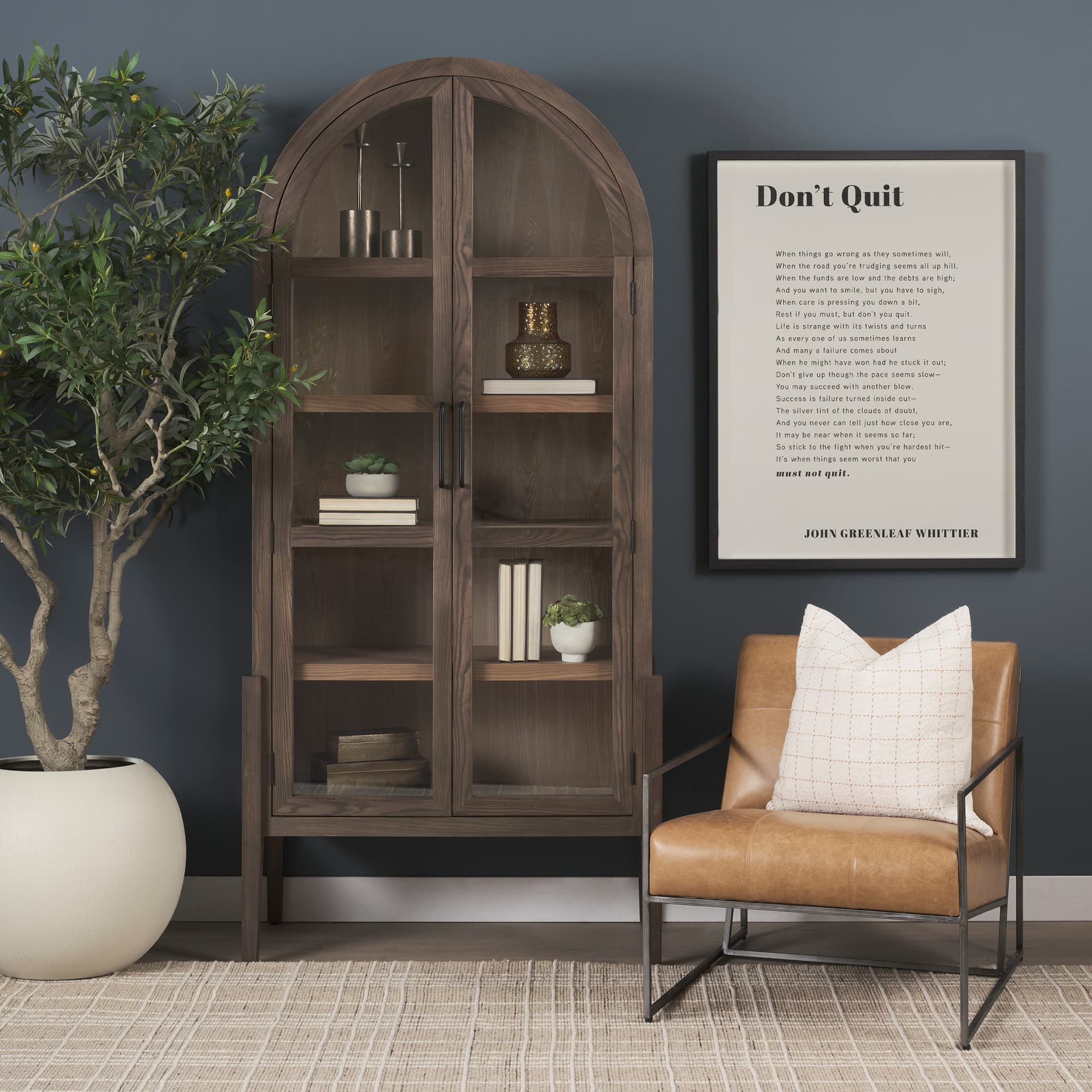 Don't Quit by Mercana Studio a Hand Embellished Framed Art Print Matted under Glass — in a styled room