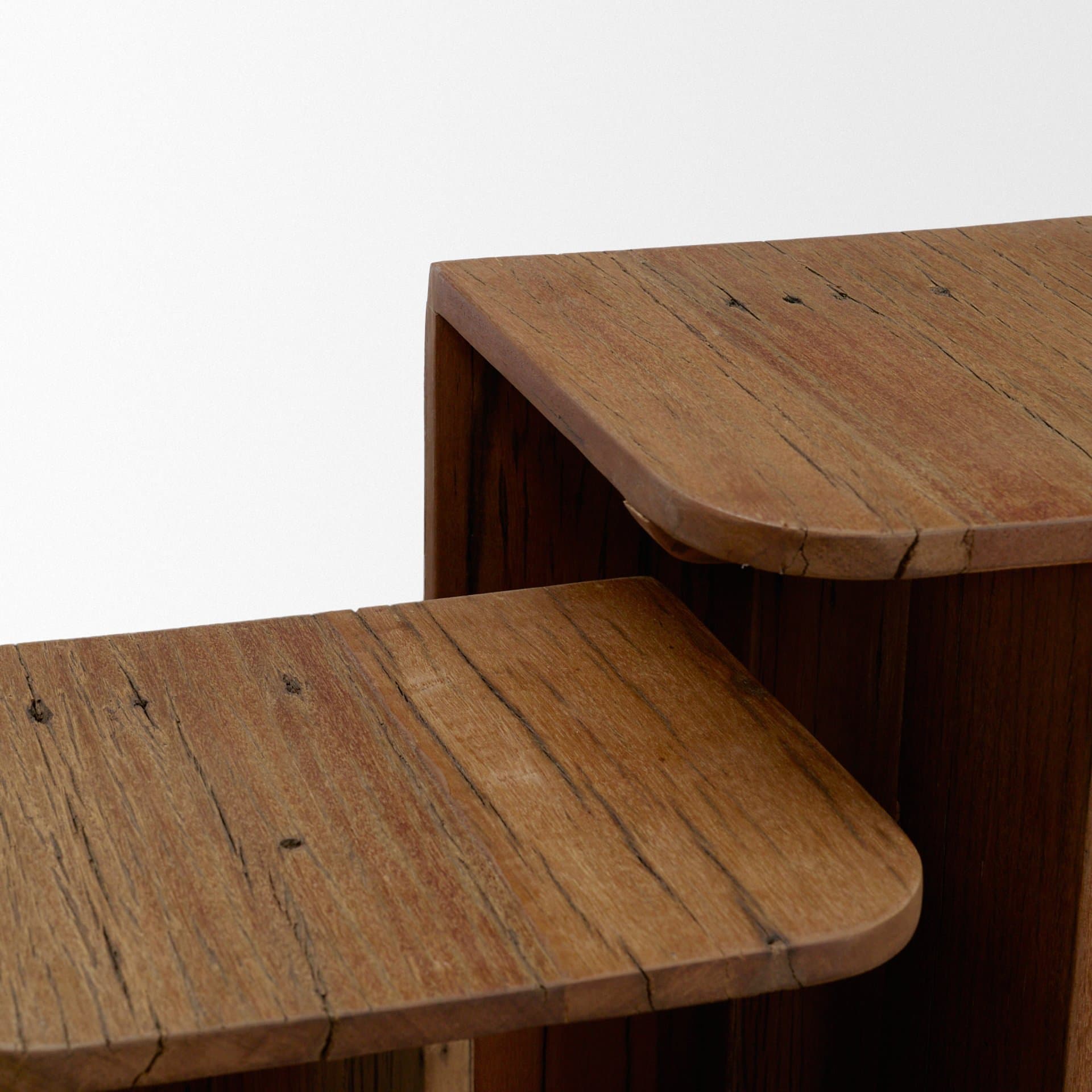 Lucan Mid-Dark Brown Reclaimed Wood Side Tables — product photograph
