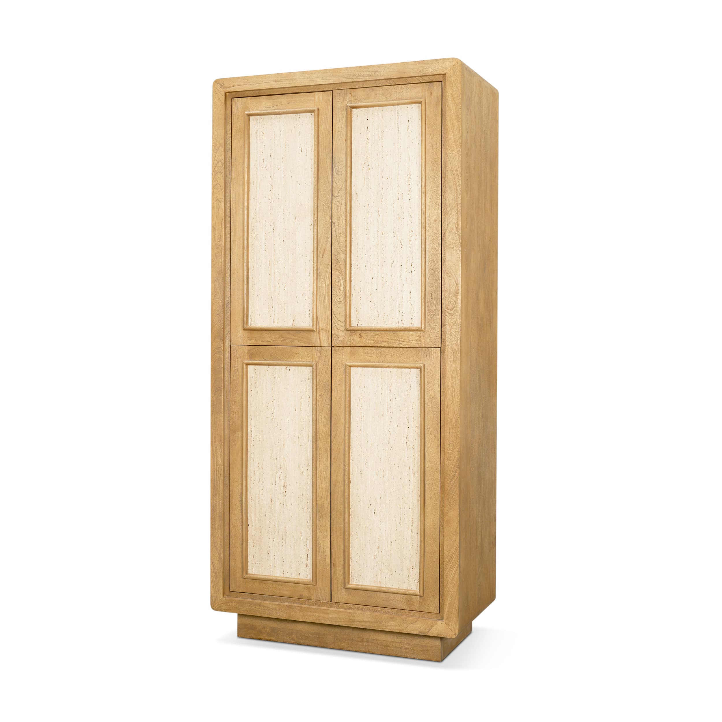 Valterra Light Brown Wood w/ Travertine 4 Door Tall Cabinet — product photograph