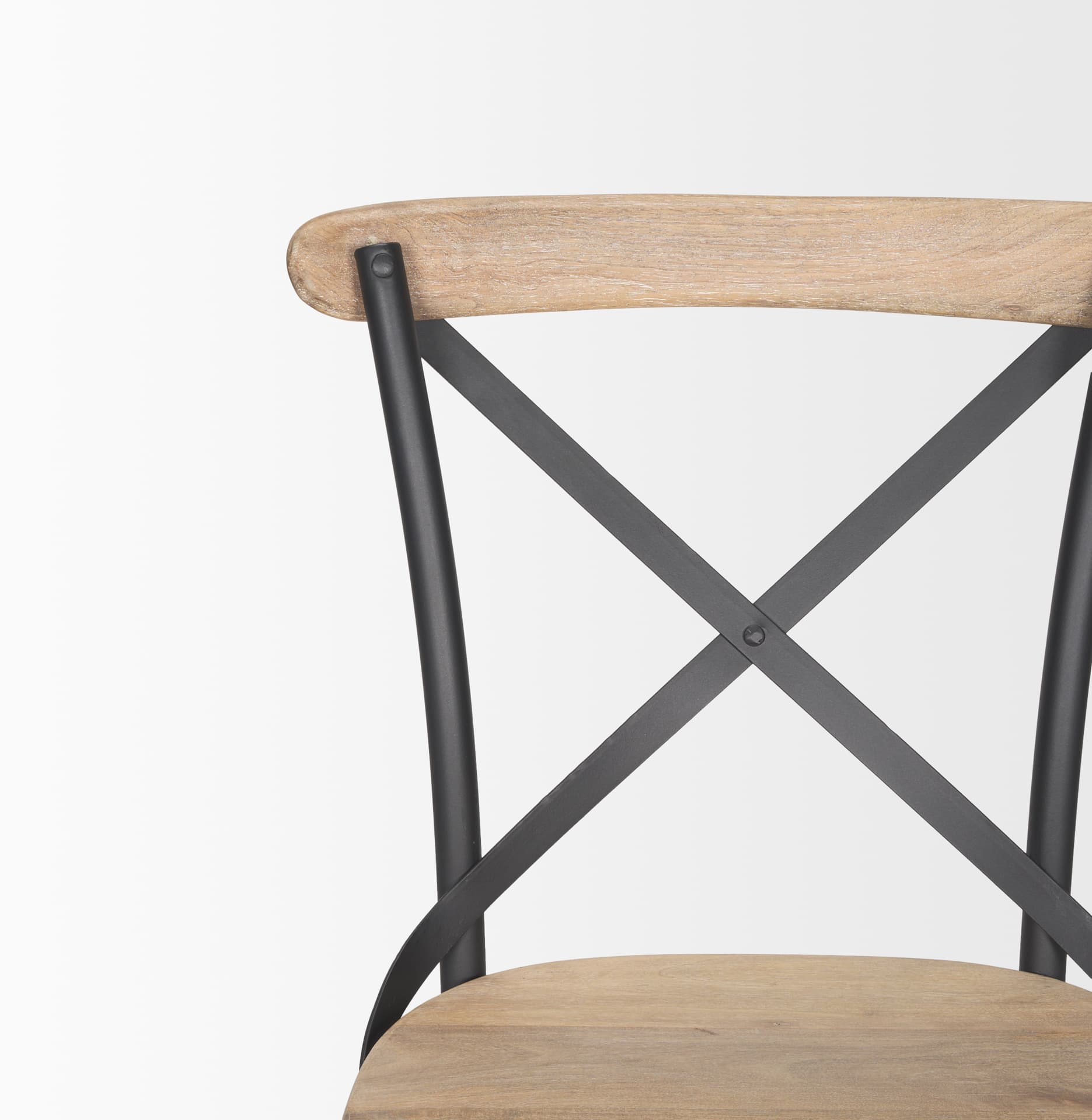 Etienne Cross Back Dining Side Chair | Light Brown Wood w/ Iron — product photograph
