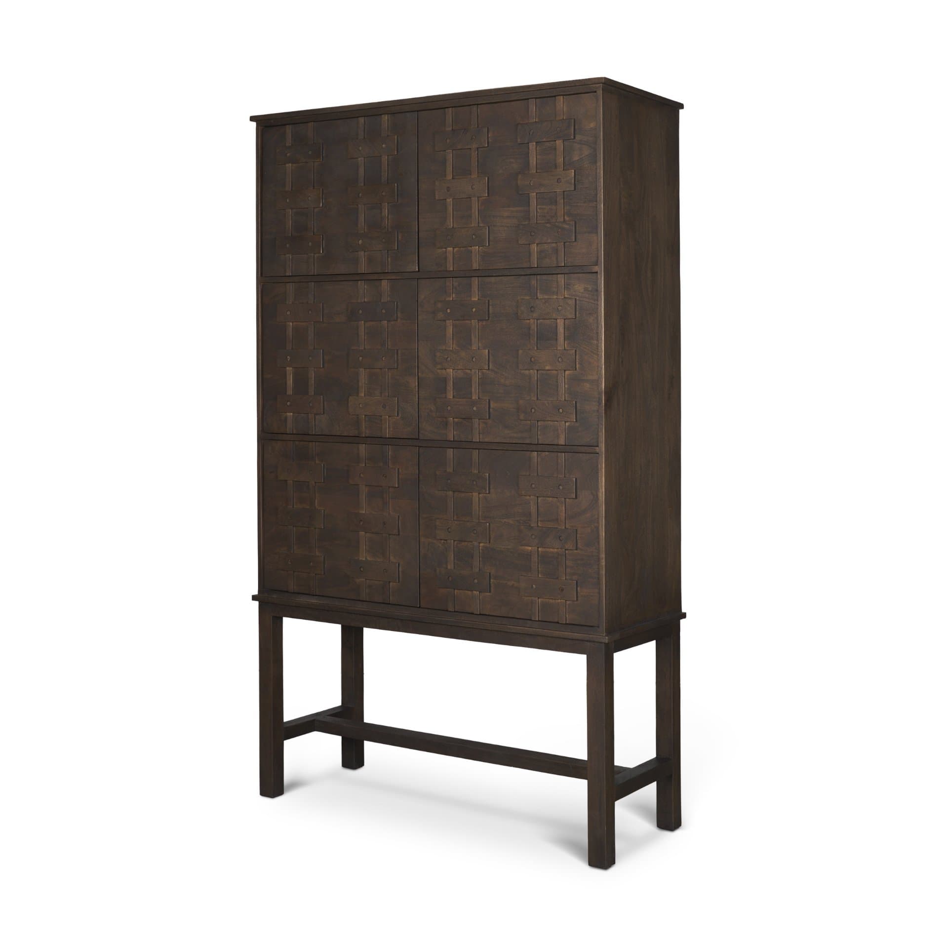 Truss Dark Brown Wood 6 Door Tall Cabinet — product photograph
