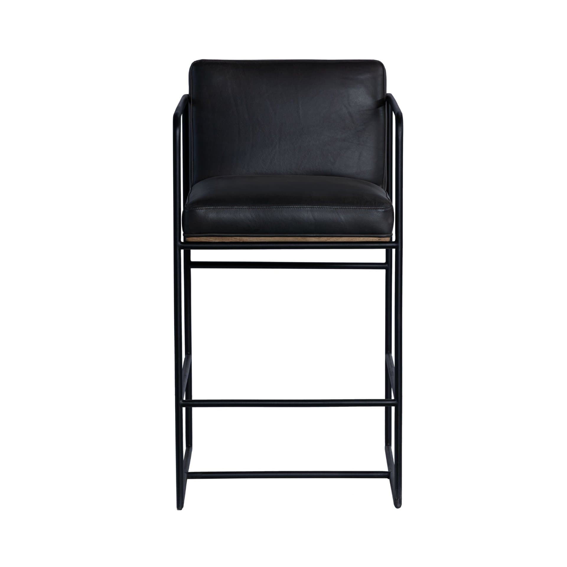 Stamford Backless 36in Seat Counter Stool | Black Leather w/ Metal — product photograph