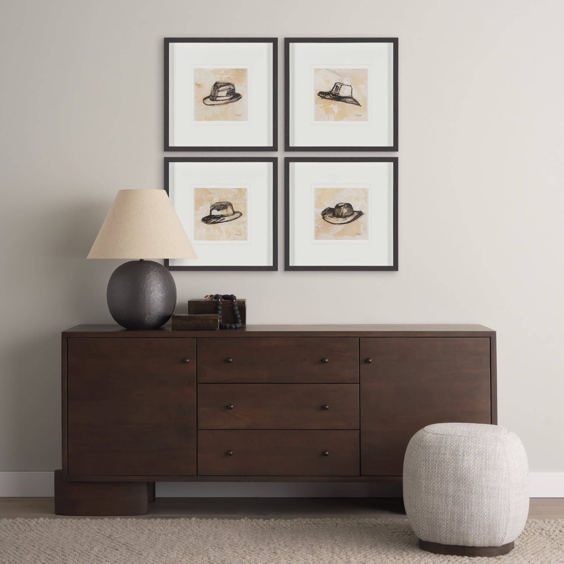 Straw by Mercana Studio Hand-Embellished Textured Framed Artwork Matted under Glass — in a styled room