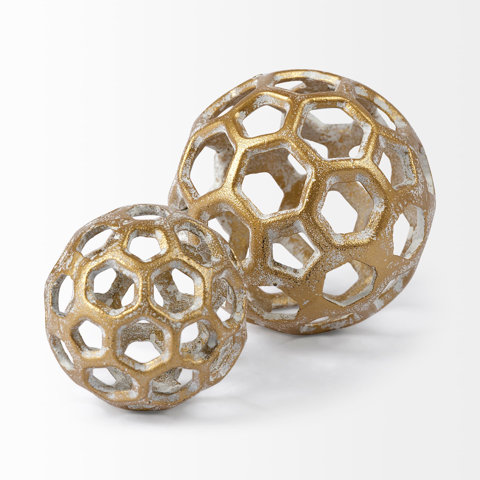 Moyer I (Small) 3L x 3W Gold Metal Hollow Decorative Orb — product photograph
