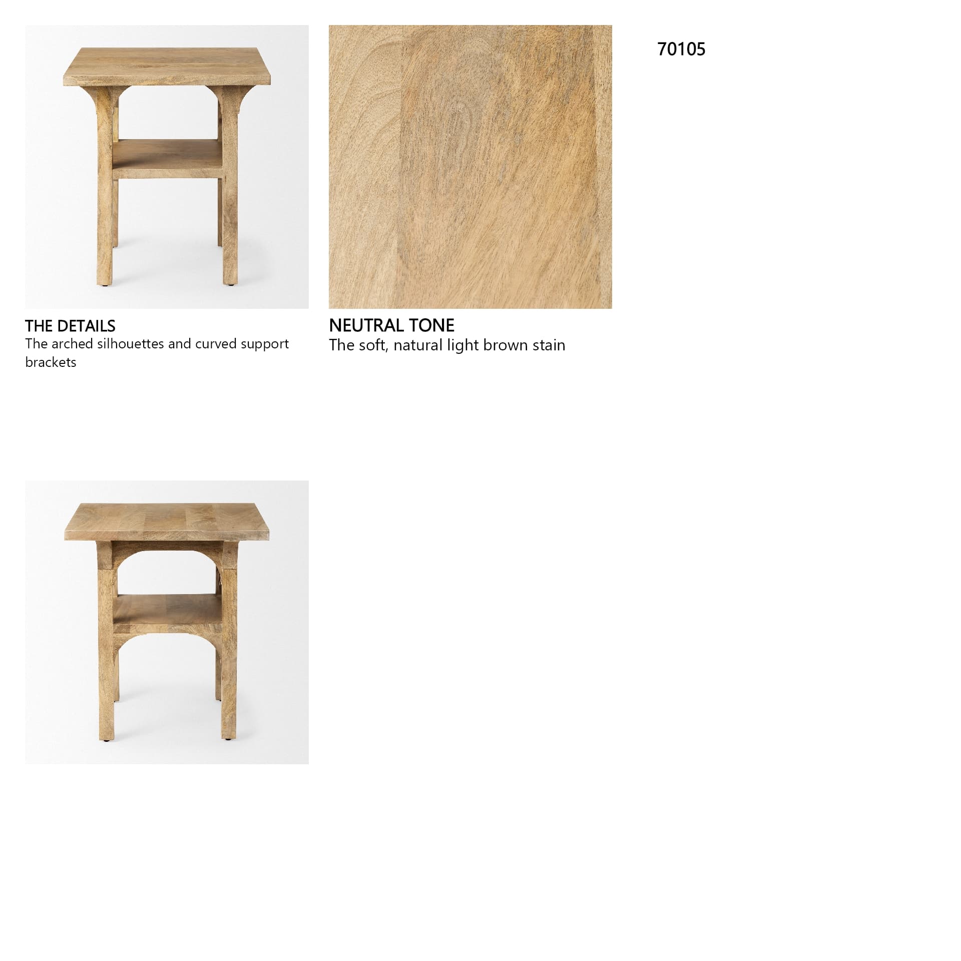 Candace Light Wood Bridge Accent Table — in a styled room