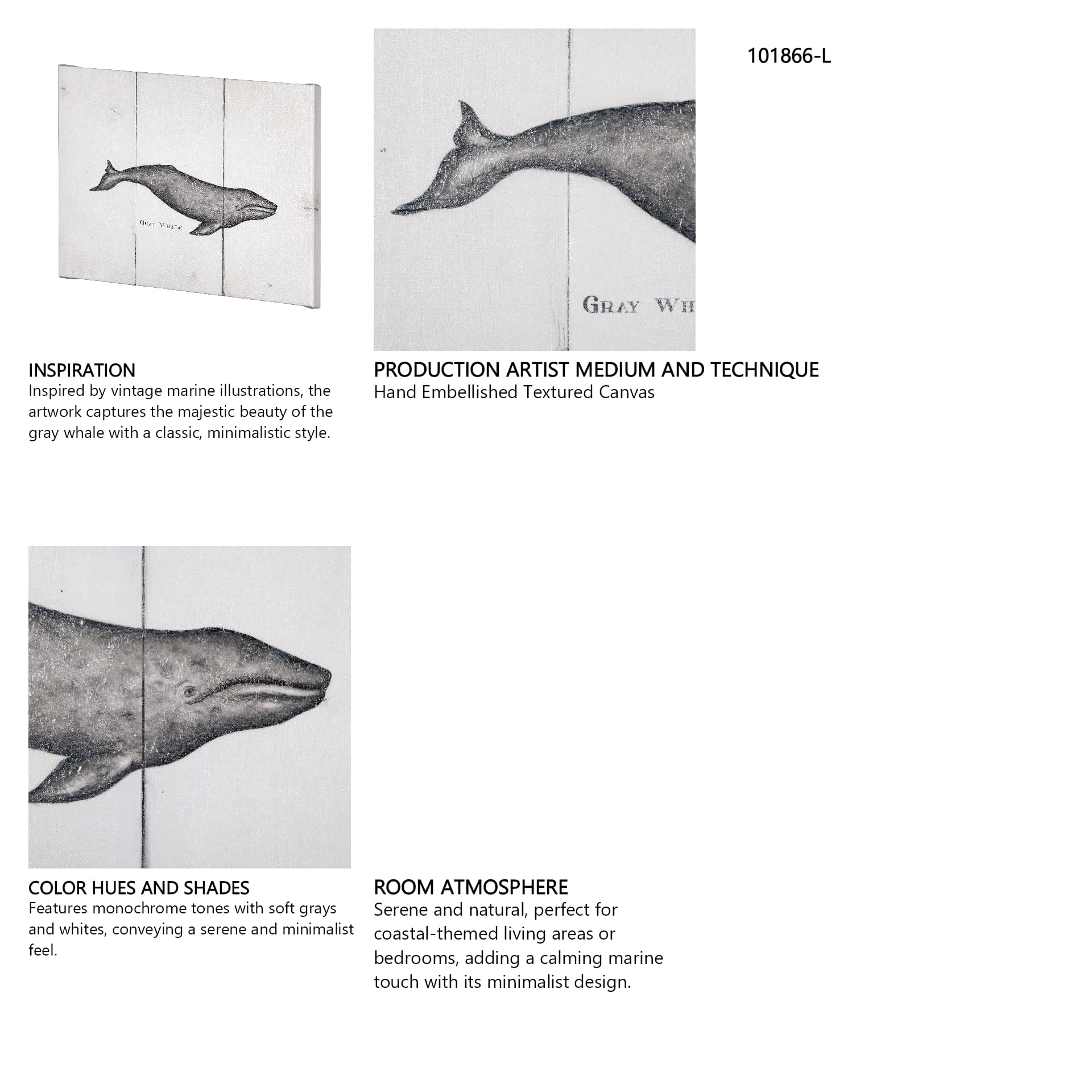 Gray Whale by Mercana Studio a Hand Embellished Textured Canvas — in a styled room