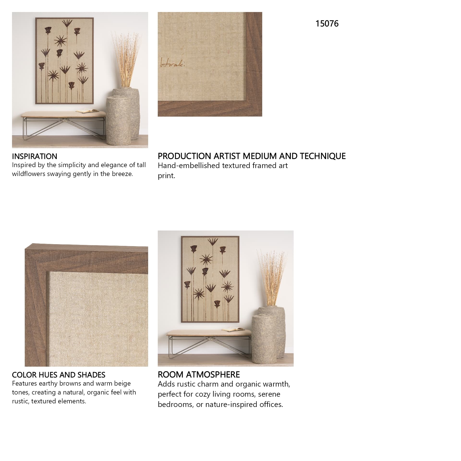 Spark I (Tan) by Mercana Studio a Hand Embellished Textured Framed Art Print — in a styled room