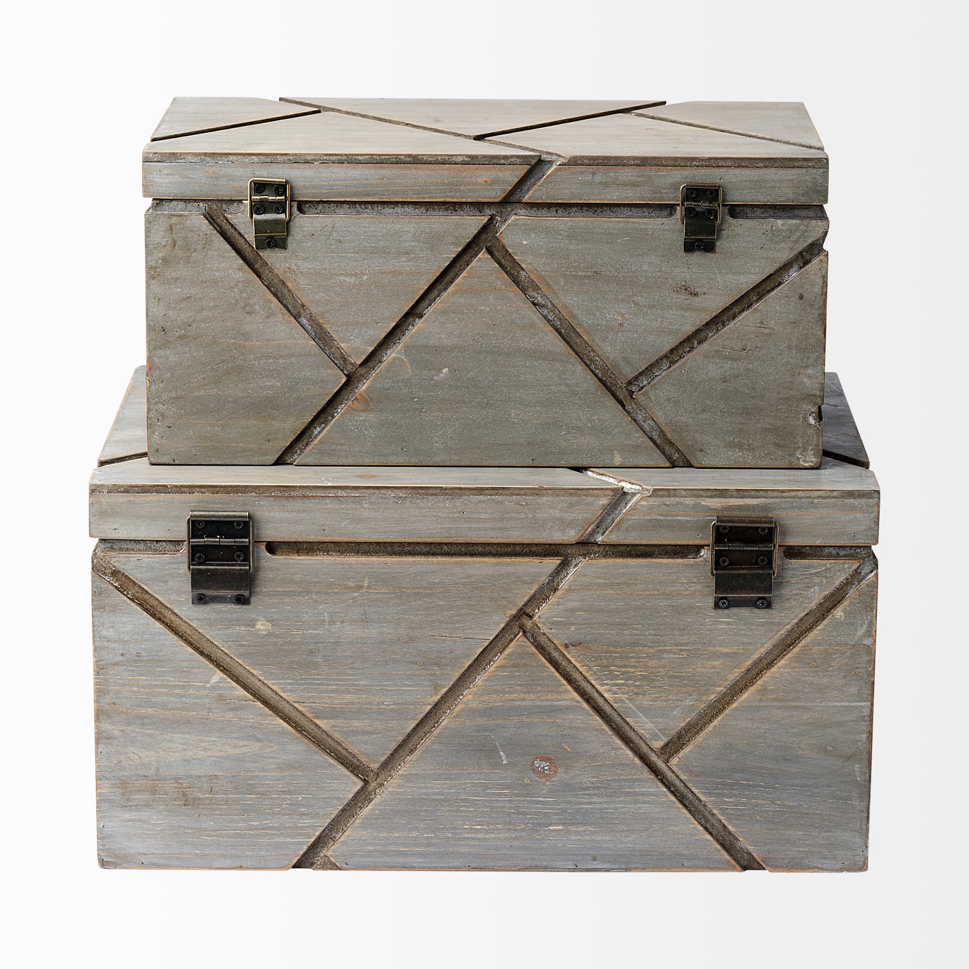 Niobe (Set of 2) 16L x 11W Gray Wooden Nesting Boxes — product photograph