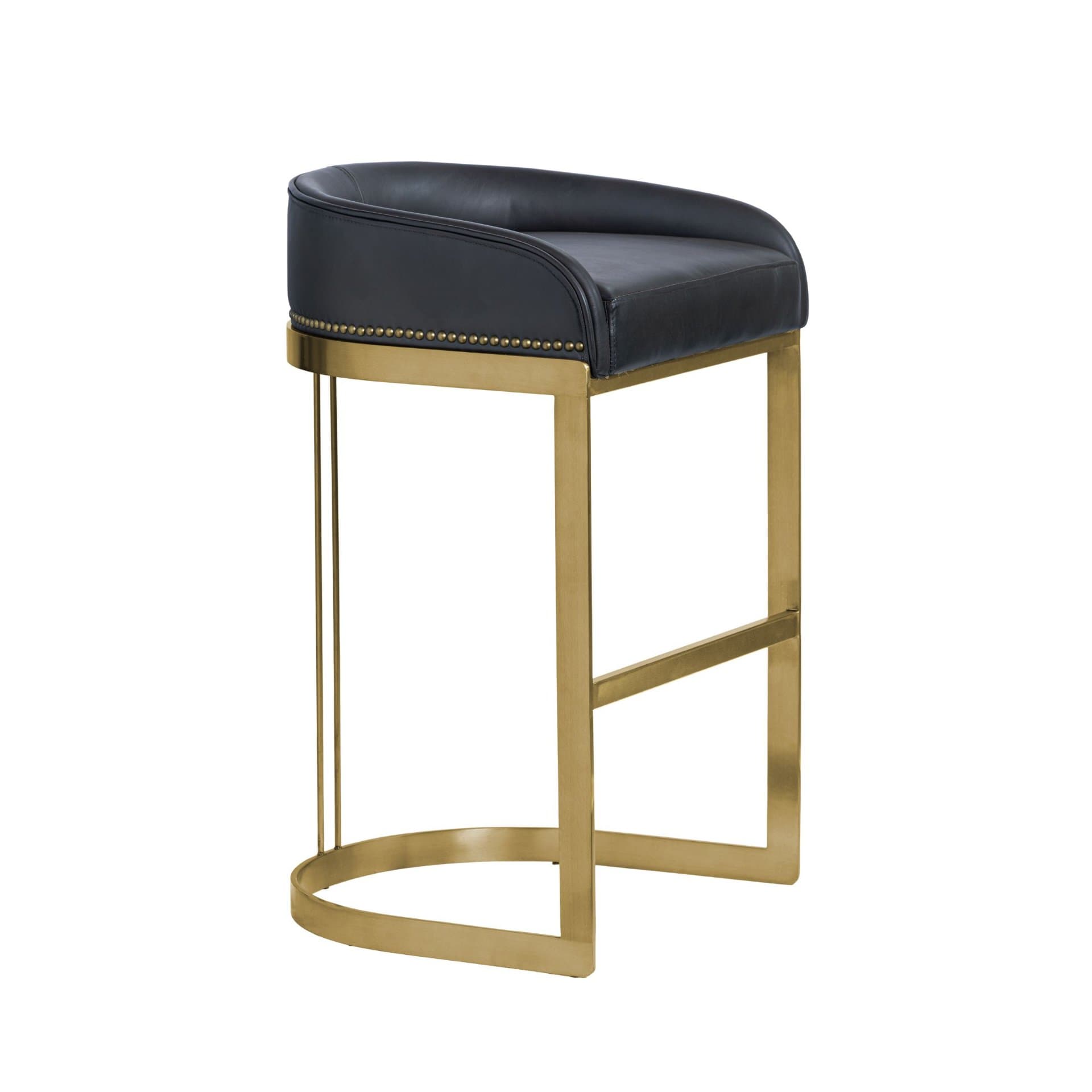 Hollyfield Low Back 28.75in Seat Bar Stool | Charcoal Brown Leather — product photograph