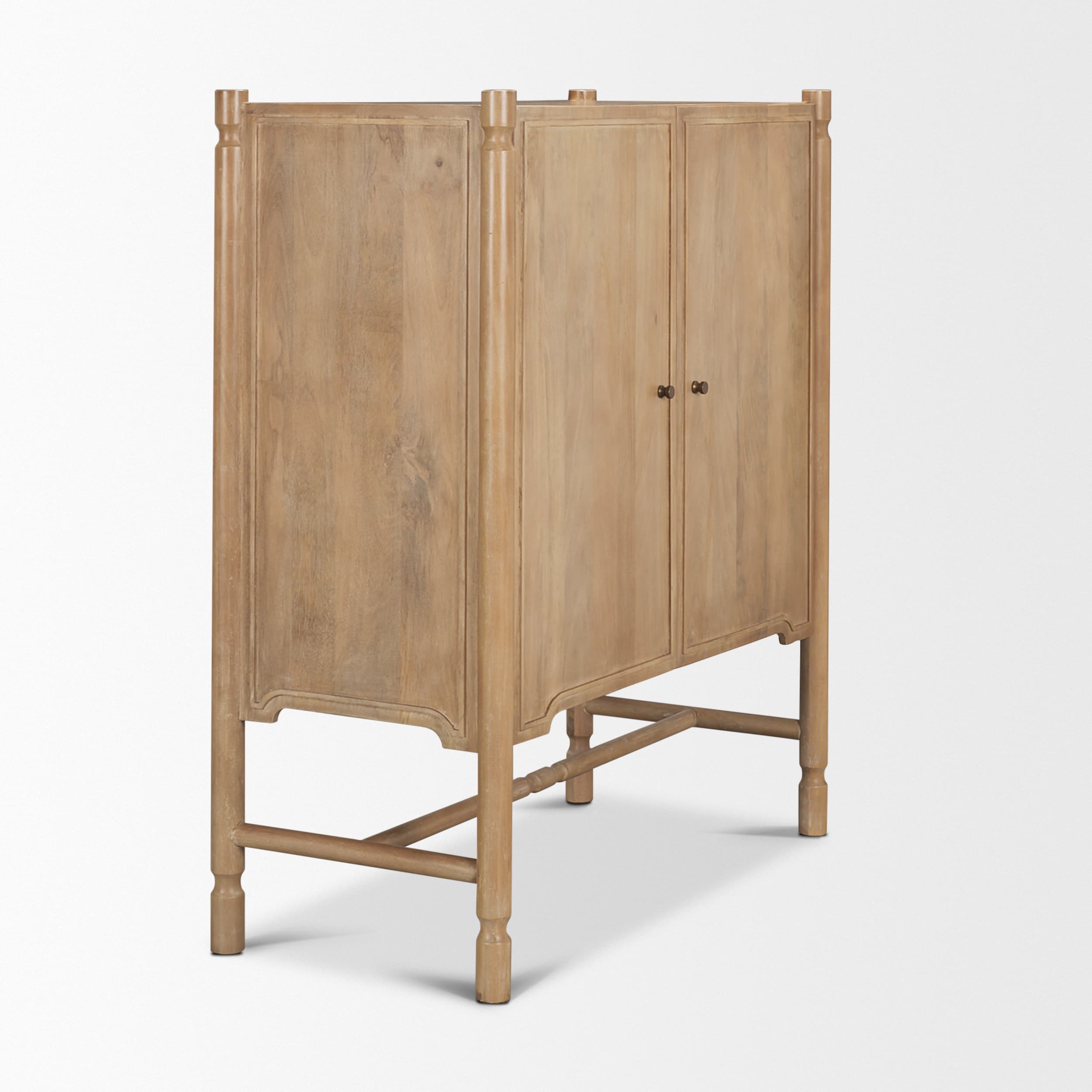 Phil Light Brown Wood 2 Door Bar Cabinet — product photograph