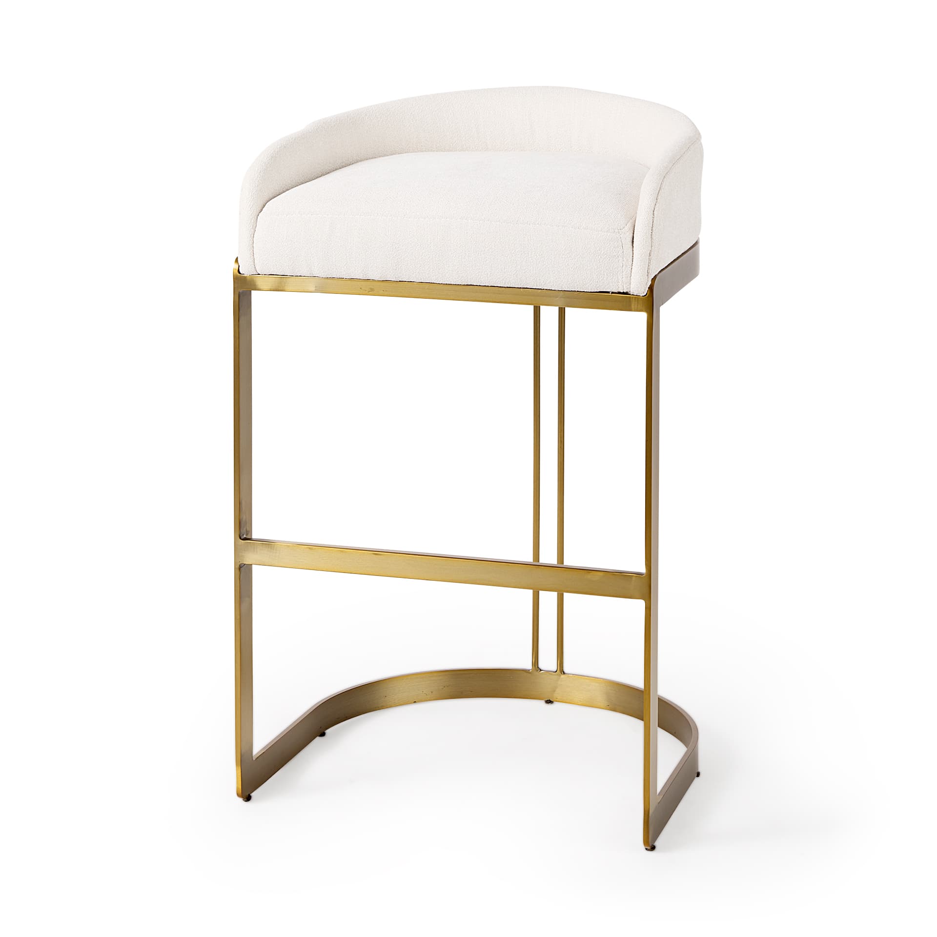 Hollyfield Low Back 28.75in Seat Bar Stool | Cream Fabric w/ Metal — product photograph