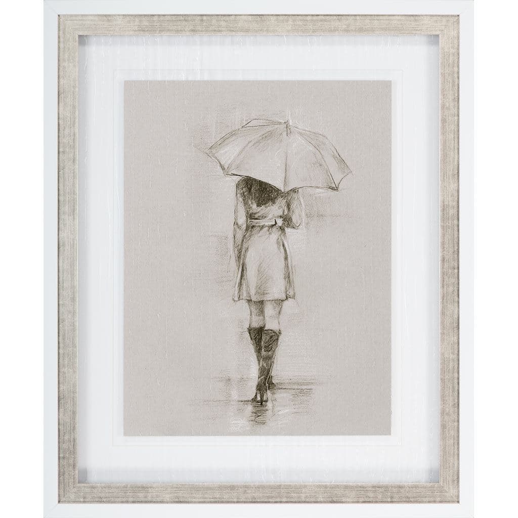 Rainy Day Rendezvous by Mercana Studio Hand Embelished Textured Framed Art Print Matted under Glass — product photograph