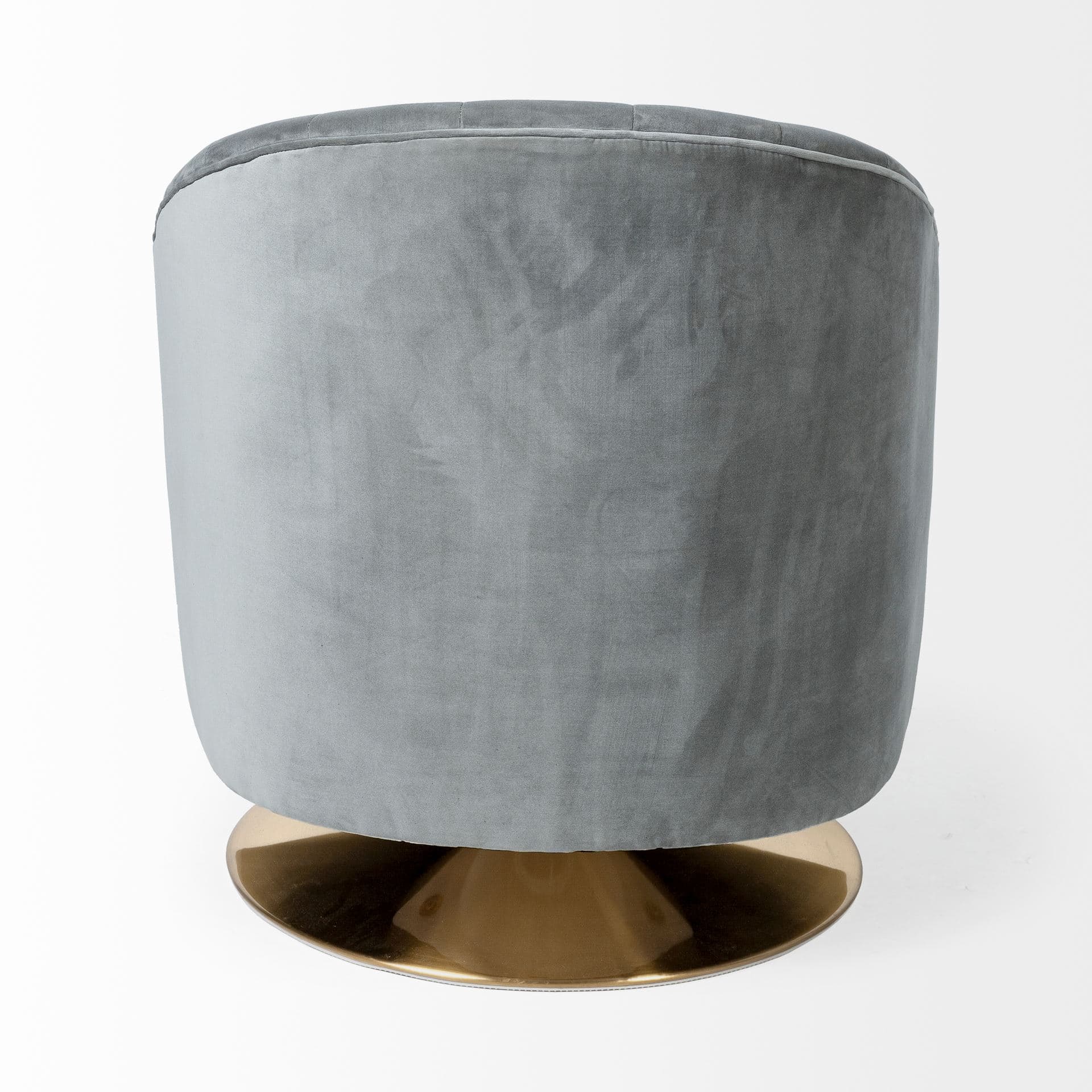 James II Gray Blue Velvet Covered Seat w Gold Swivel Base Accent Chair — product photograph
