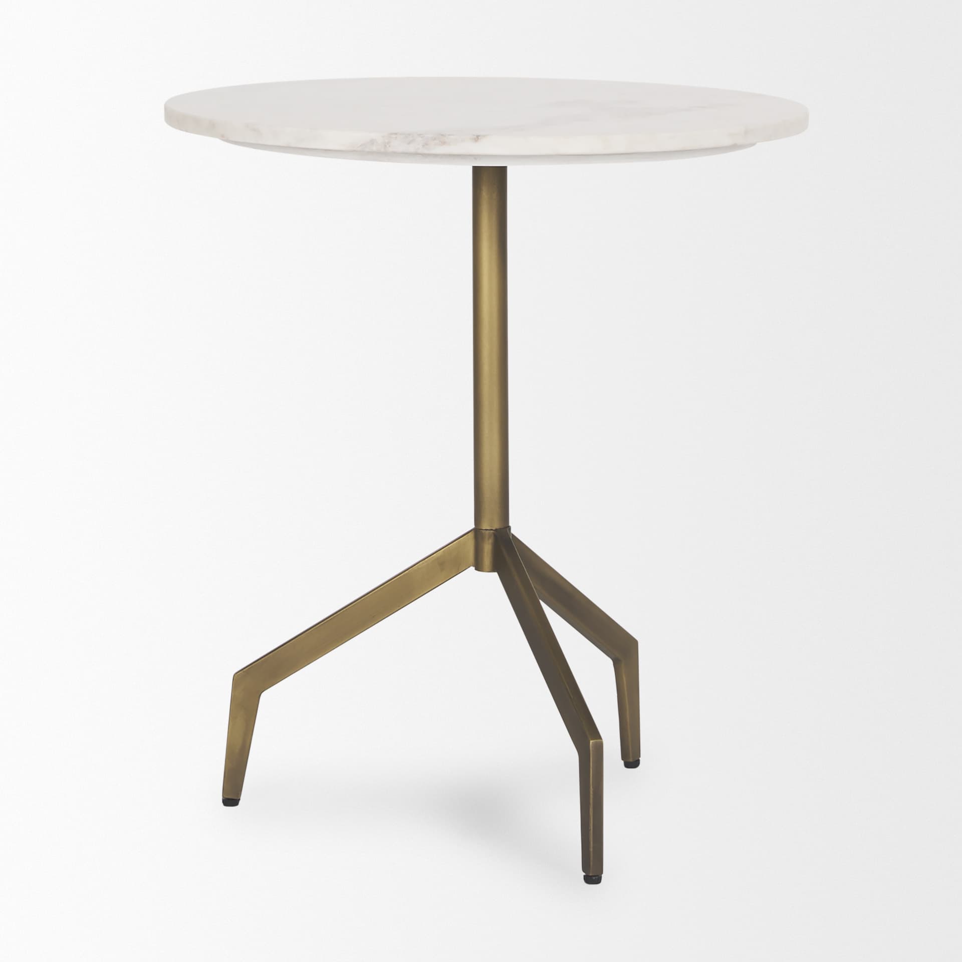 Serre Marble Top 3 Prong Gold Metal Base End Table — product photograph