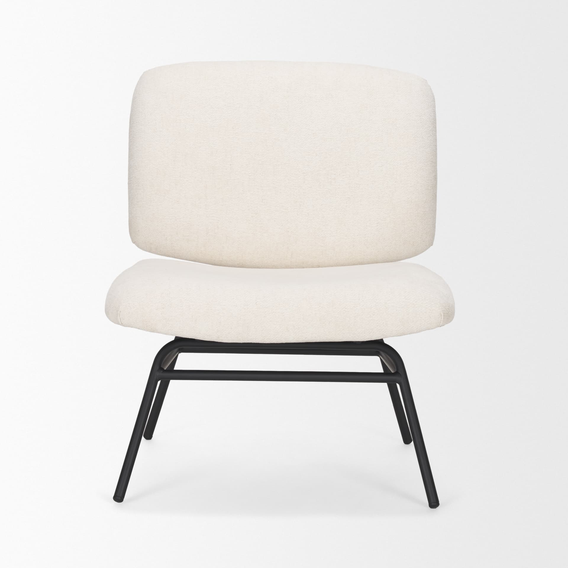 Nora Cream Fabric w/ Matte Black Metal Legs Accent Chair — product photograph