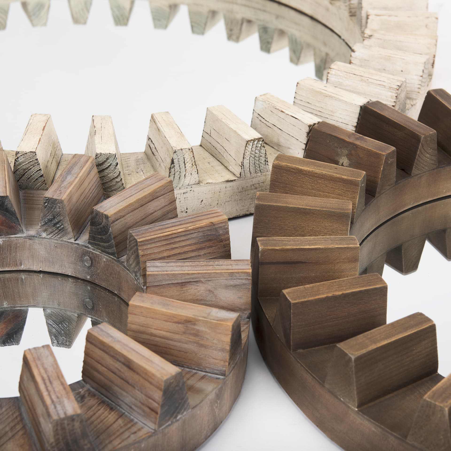 Sprocket Mirror 35" Round Natural Brown Wood Frame Mirror — product photograph