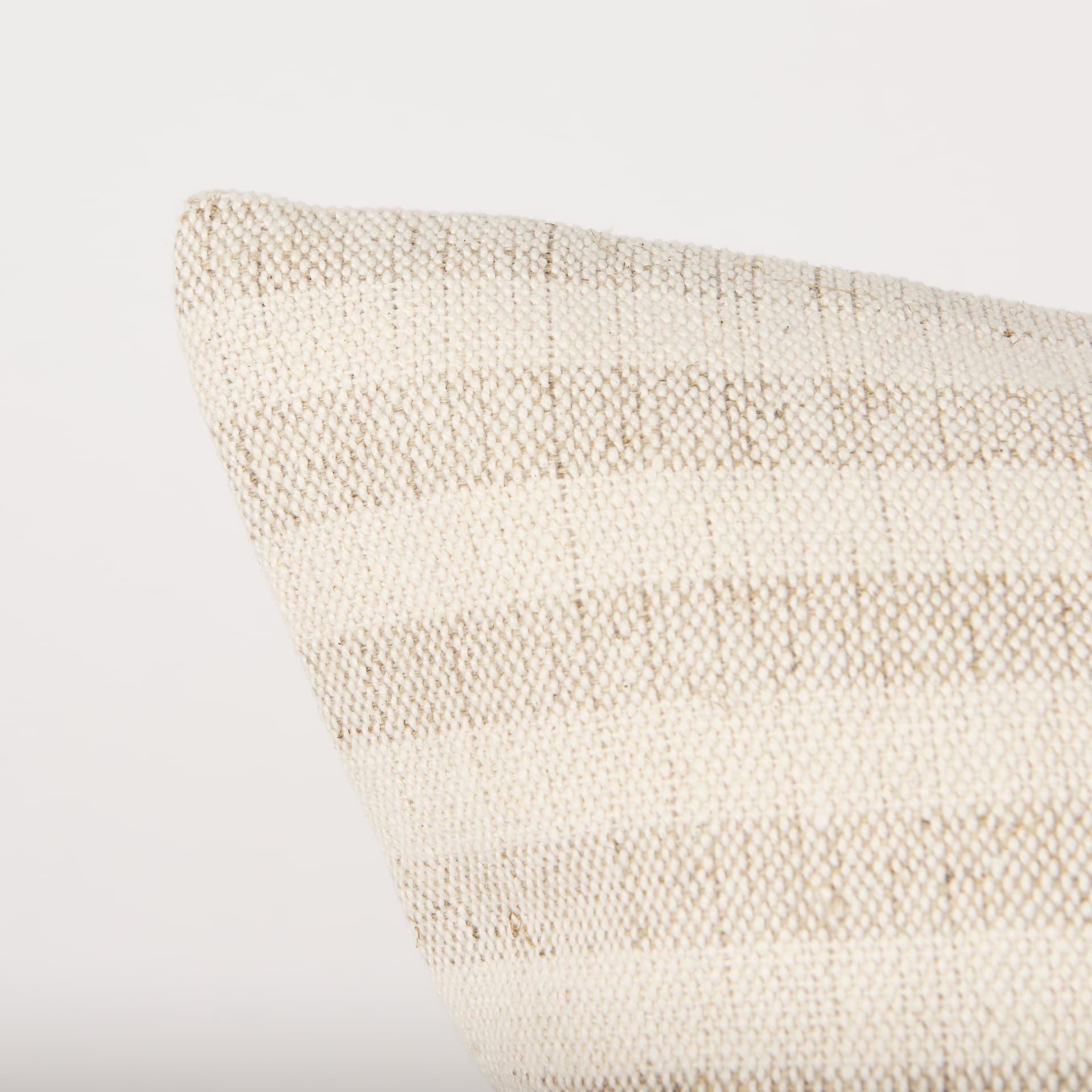 Jace 22x22 Cream/Beige Stripe Linen-Cotton Square Pillow Cover w/Down Filler — product photograph