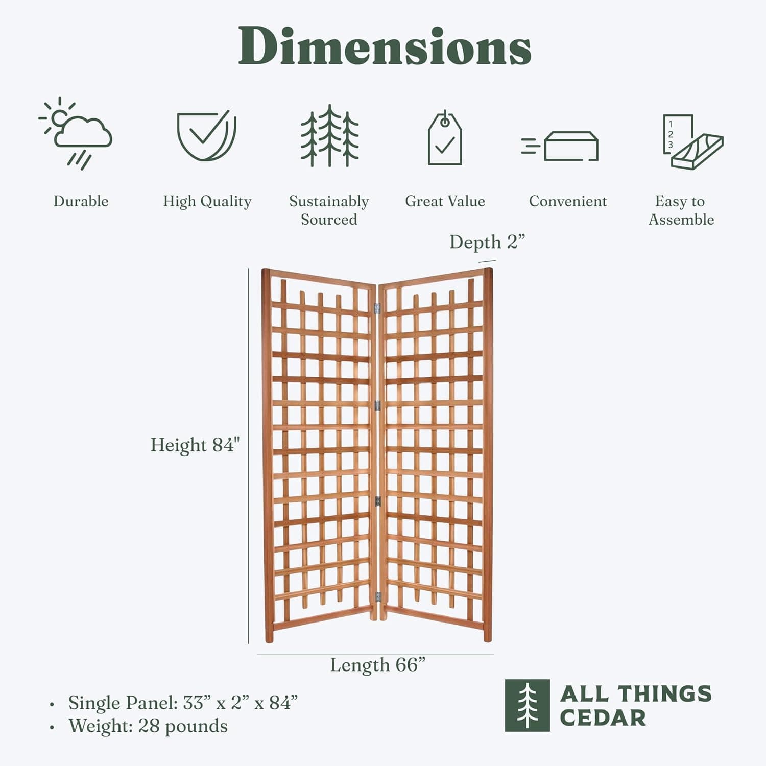 2-Piece Cedar Trellis Panel Set — product photograph