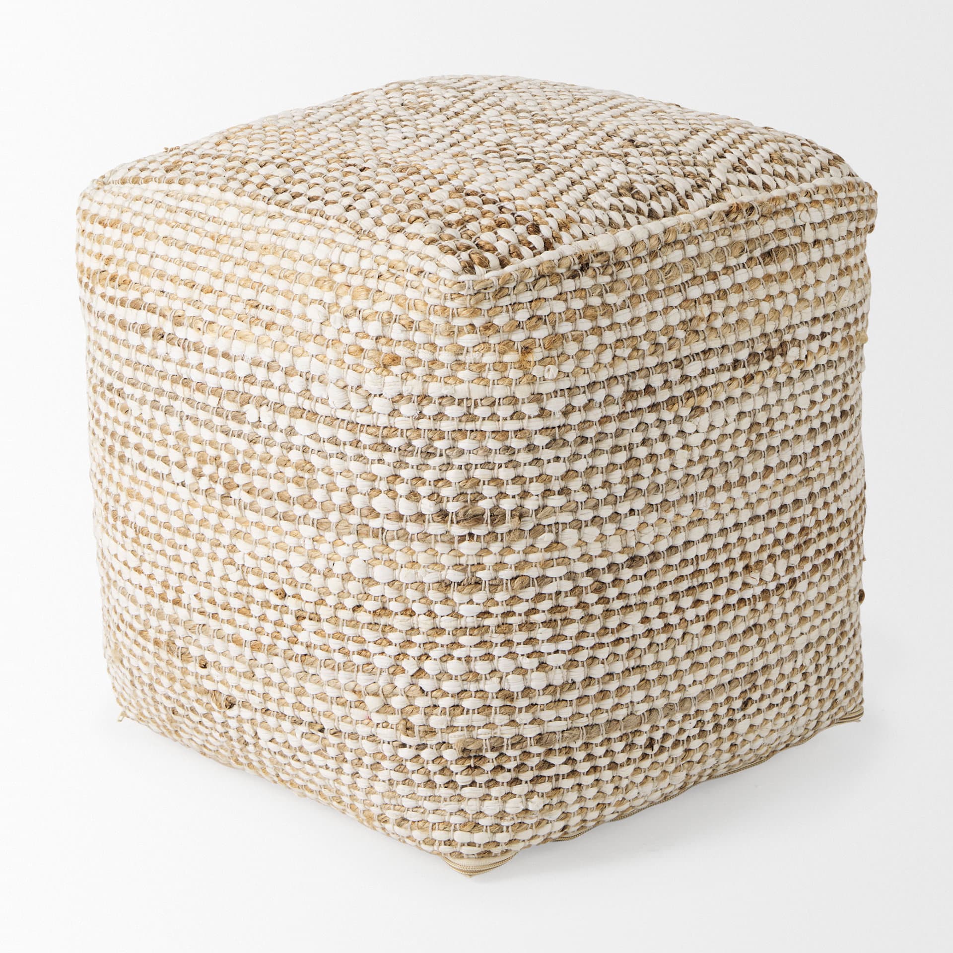 Ekani 16.0L x 16.0W x 16.0H Cream/Beige Cotton Pouf — product photograph
