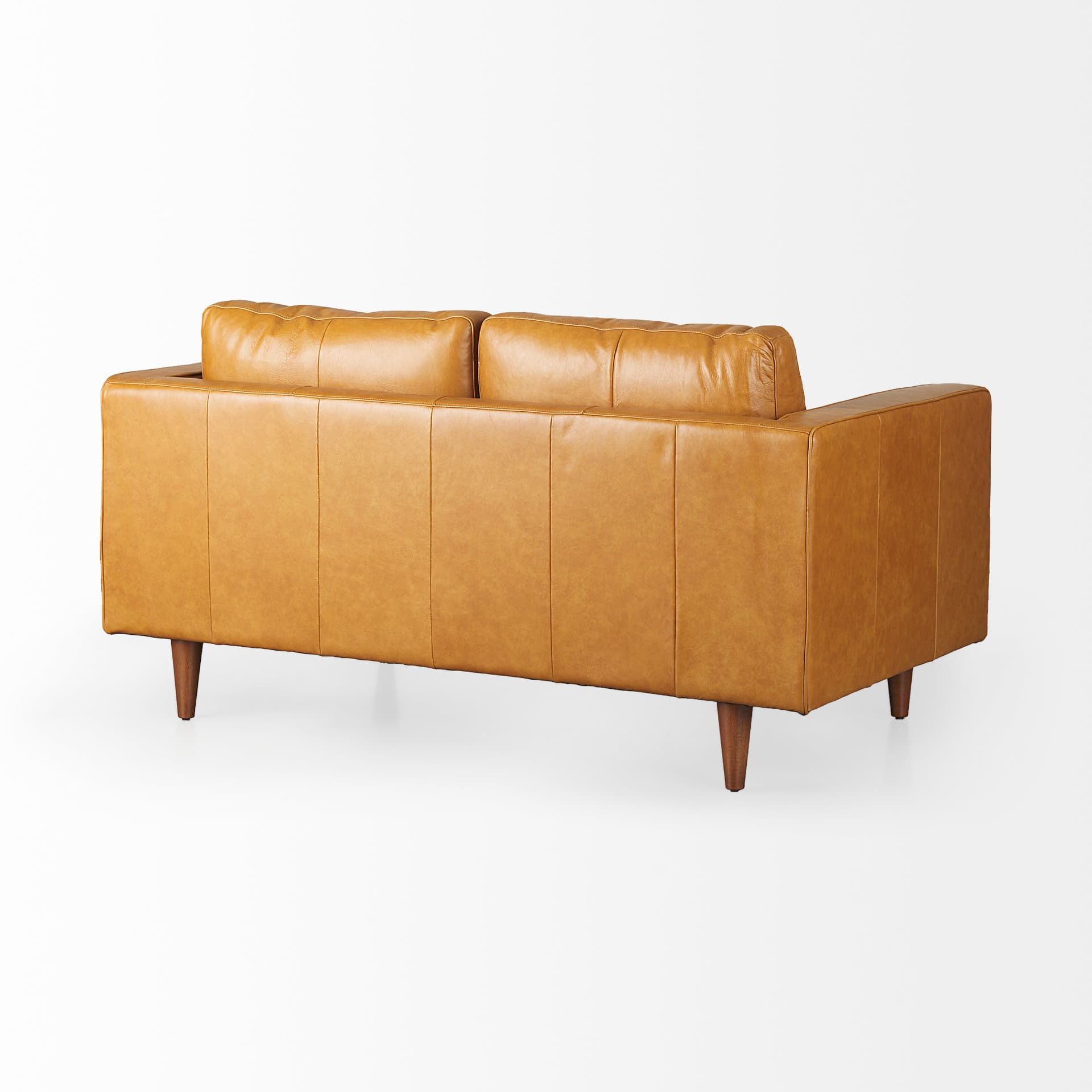 Svend 65.0L x 38.0W x 34.0H Tan Leather Love Seat Sofa — product photograph
