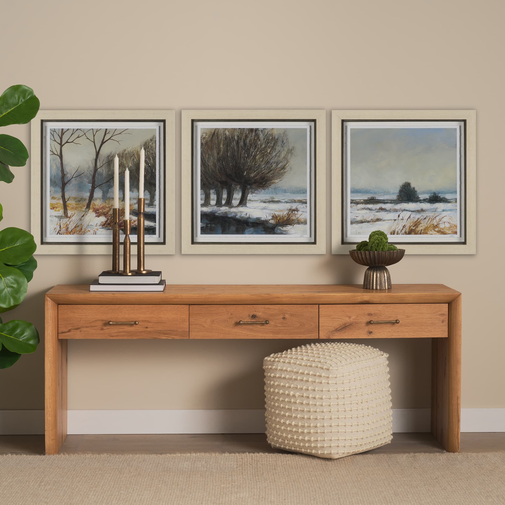 Winter Day III by Mercana Studio Hand Embelished Framed Artwork Matted under Glass — in a styled room