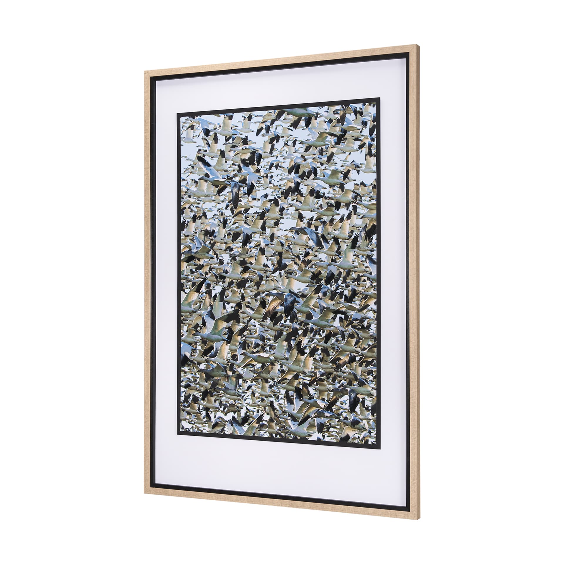 Snowgoose Migration 1 by Gary Blatter Hand Embellished Textured Framed Art Print Matted under Glass — product photograph