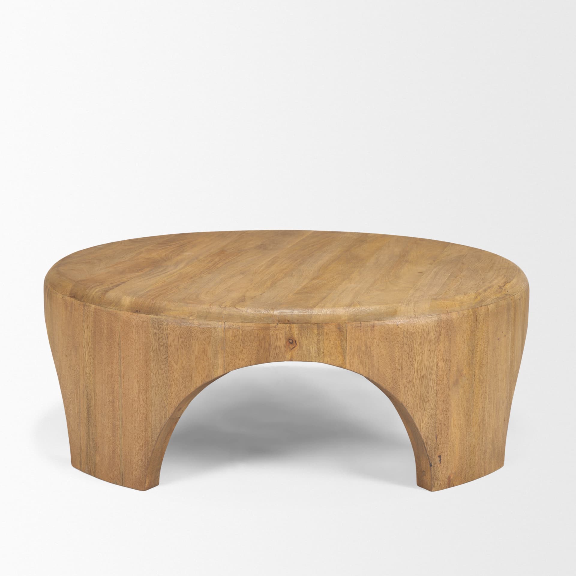 Shima Round Light Brown Wood W/Arched Legs Coffee Table — product photograph