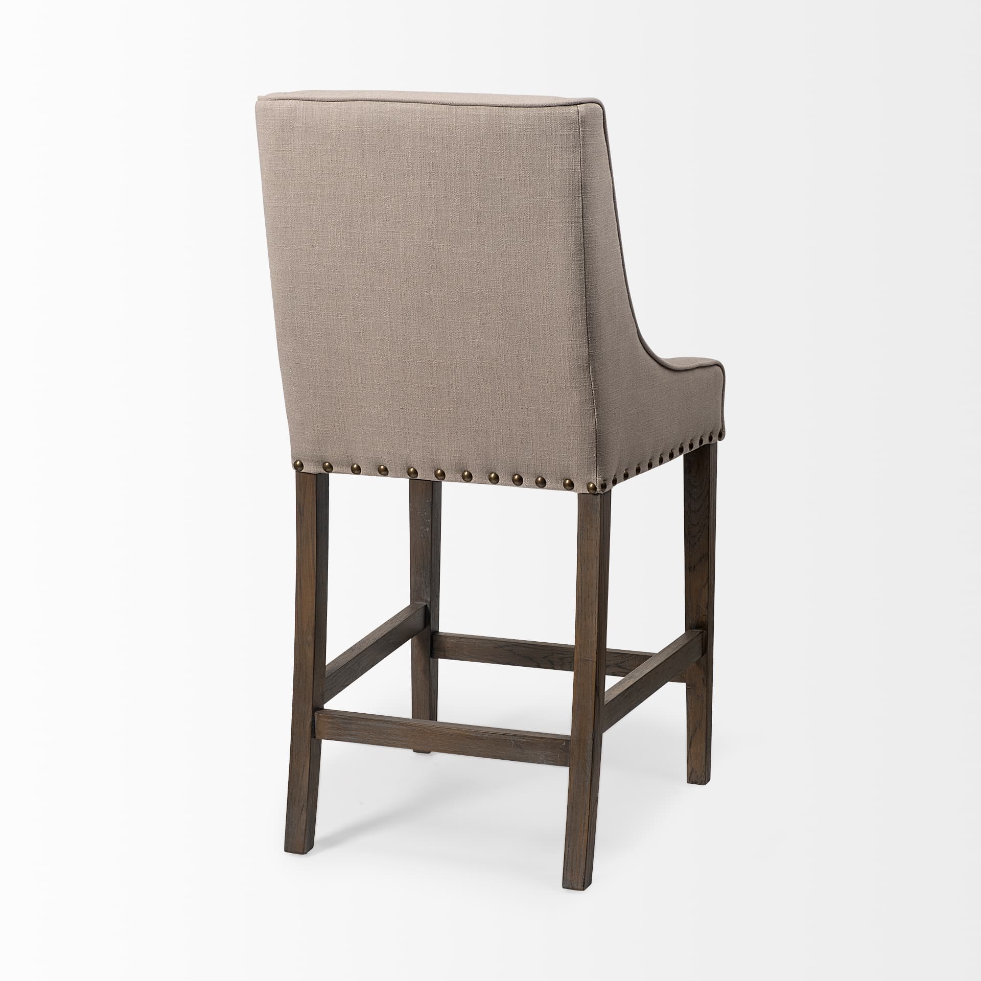 Kensington Low Back 27.5in Seat Counter Stool | Beige Fabric w/ Wood — product photograph