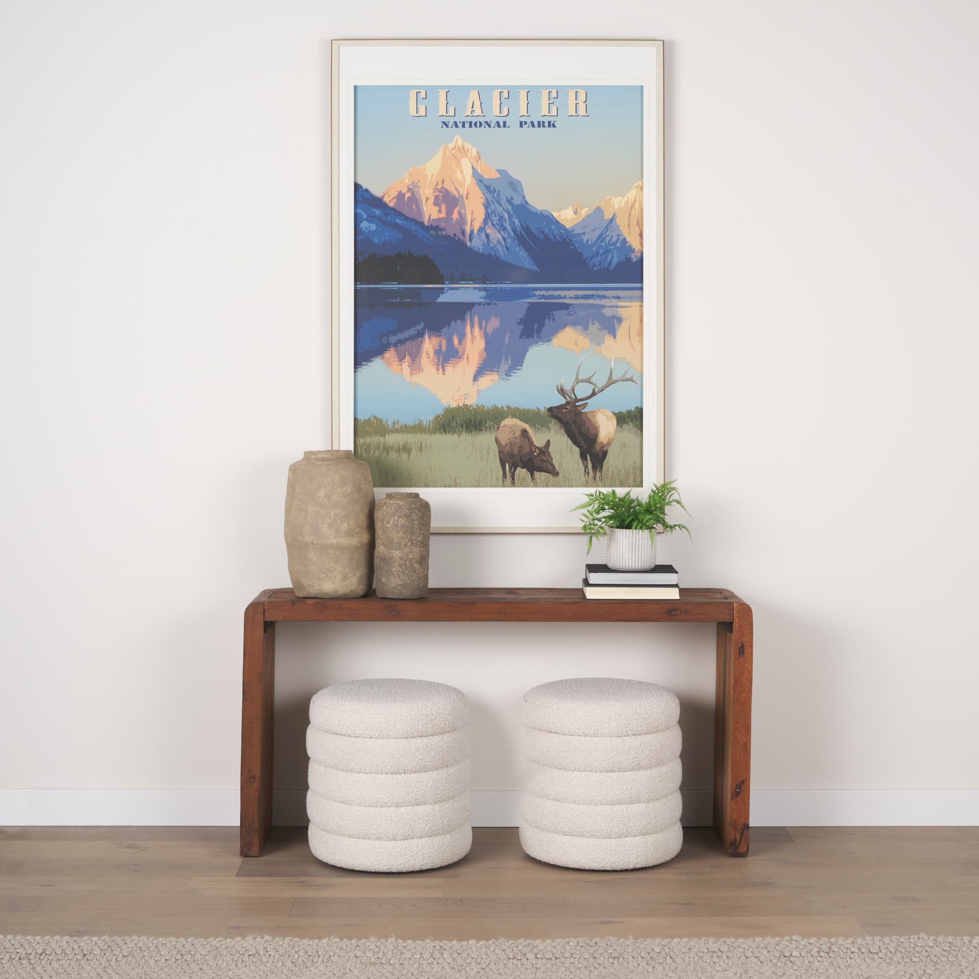 National Park - Glacier by Mark Chandon a Framed Art Print Matted under Glass — in a styled room
