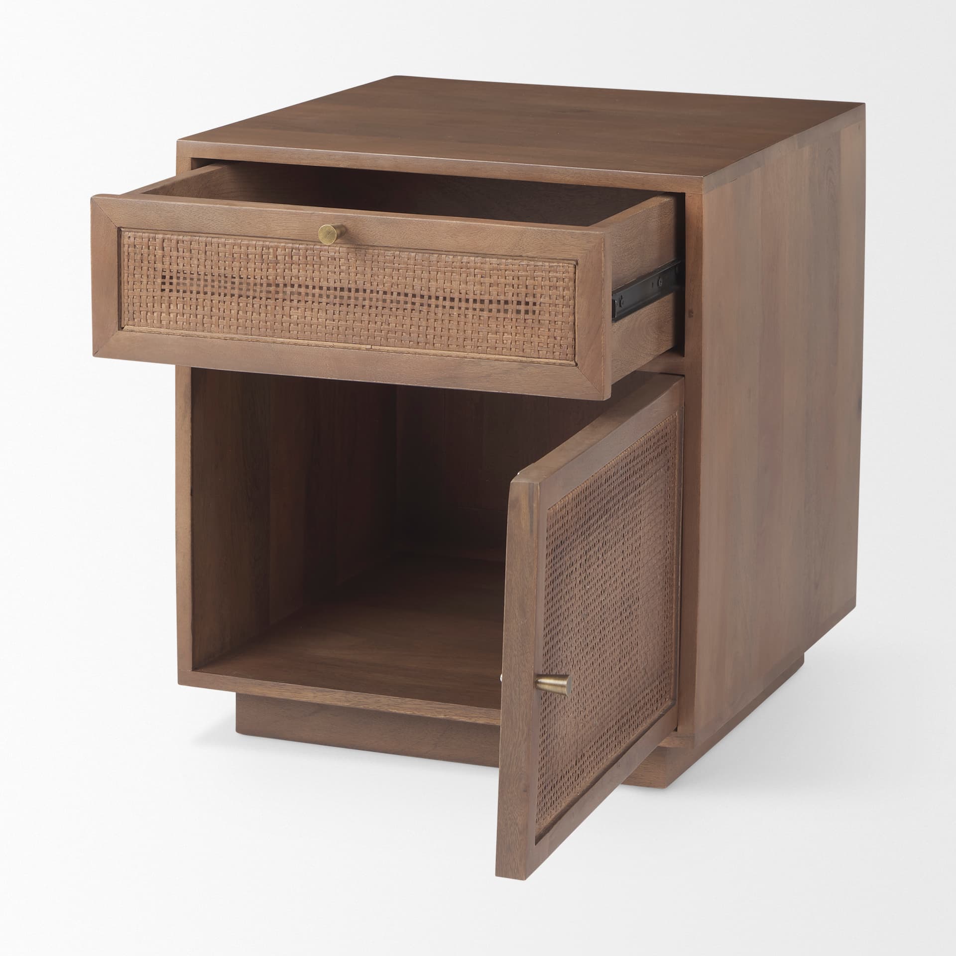 Grier Medium Brown Wood w/ Cane End Table — product photograph