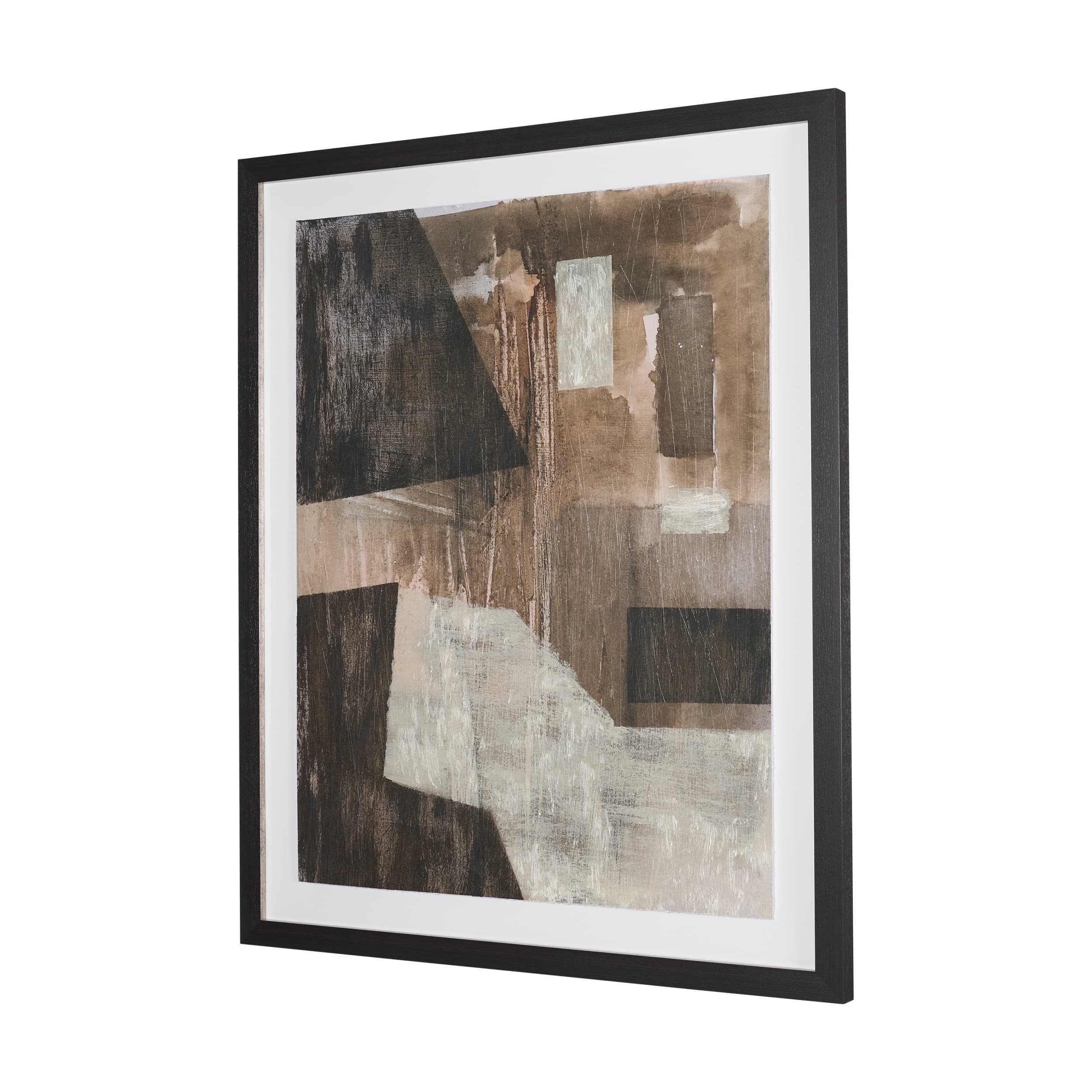 Fault Geometry II by Mercana Studio Hand-Embellished Textured Framed Artwork Matted under Glass — product photograph