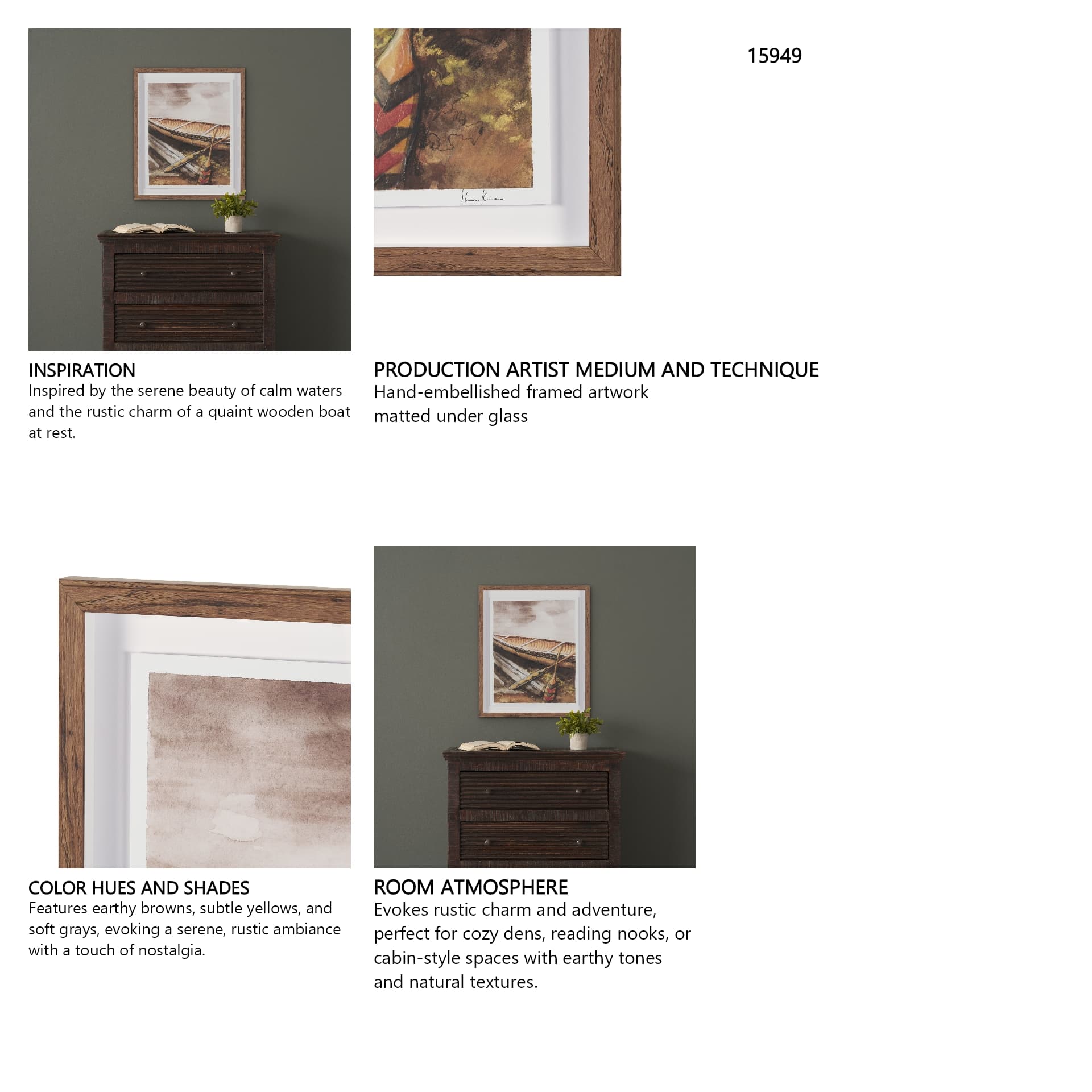 At The Cabin I by Mercana Studio Hand Embelished Framed Artwork Matted under Glass — in a styled room