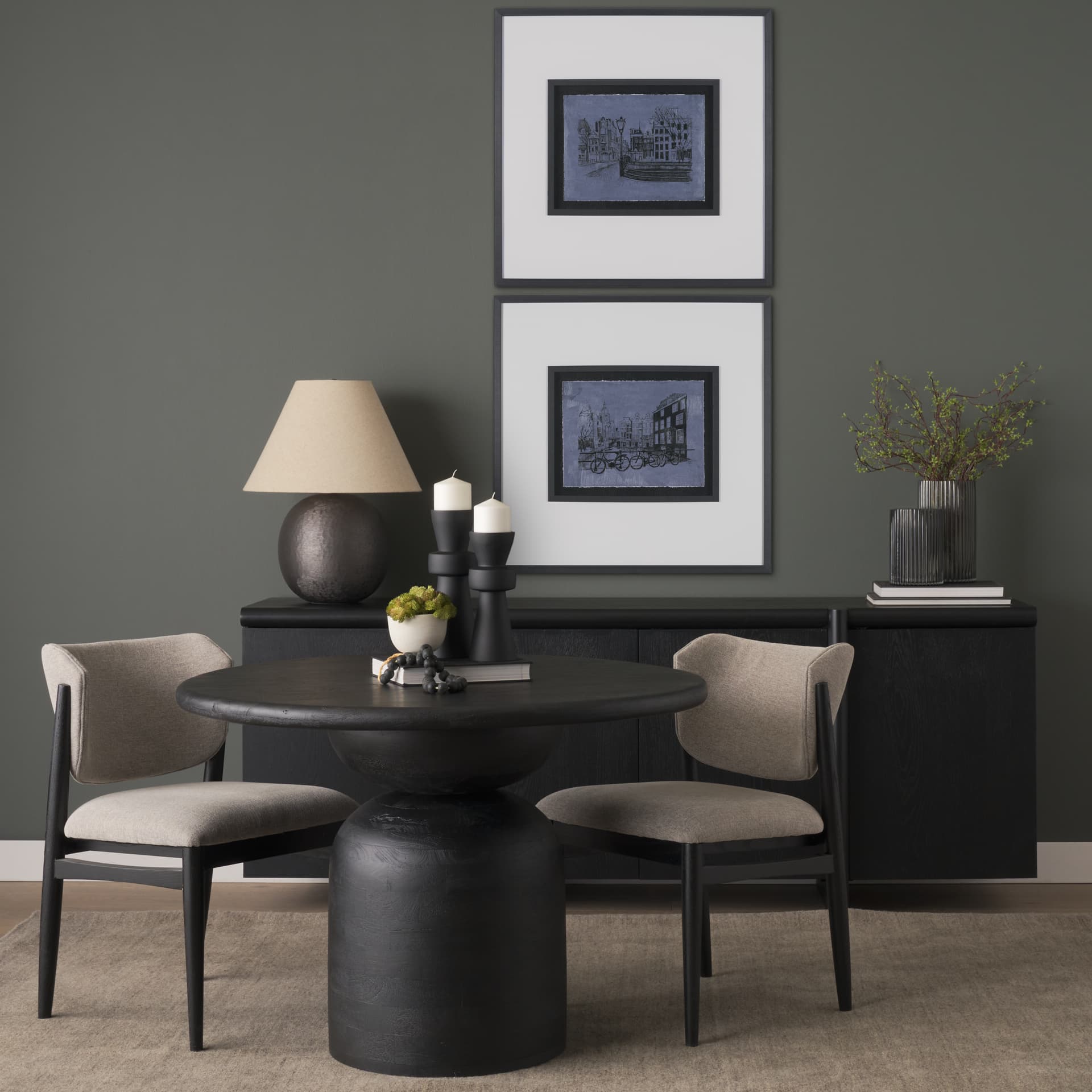 City of Canals II by Mercana Studio Hand Embelished Textured Framed Artwork Matted under Glass — in a styled room