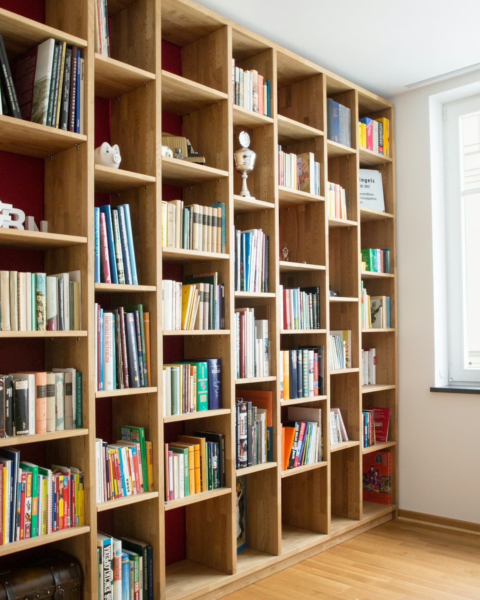 Bayview open bookcase filled with books and a small plant