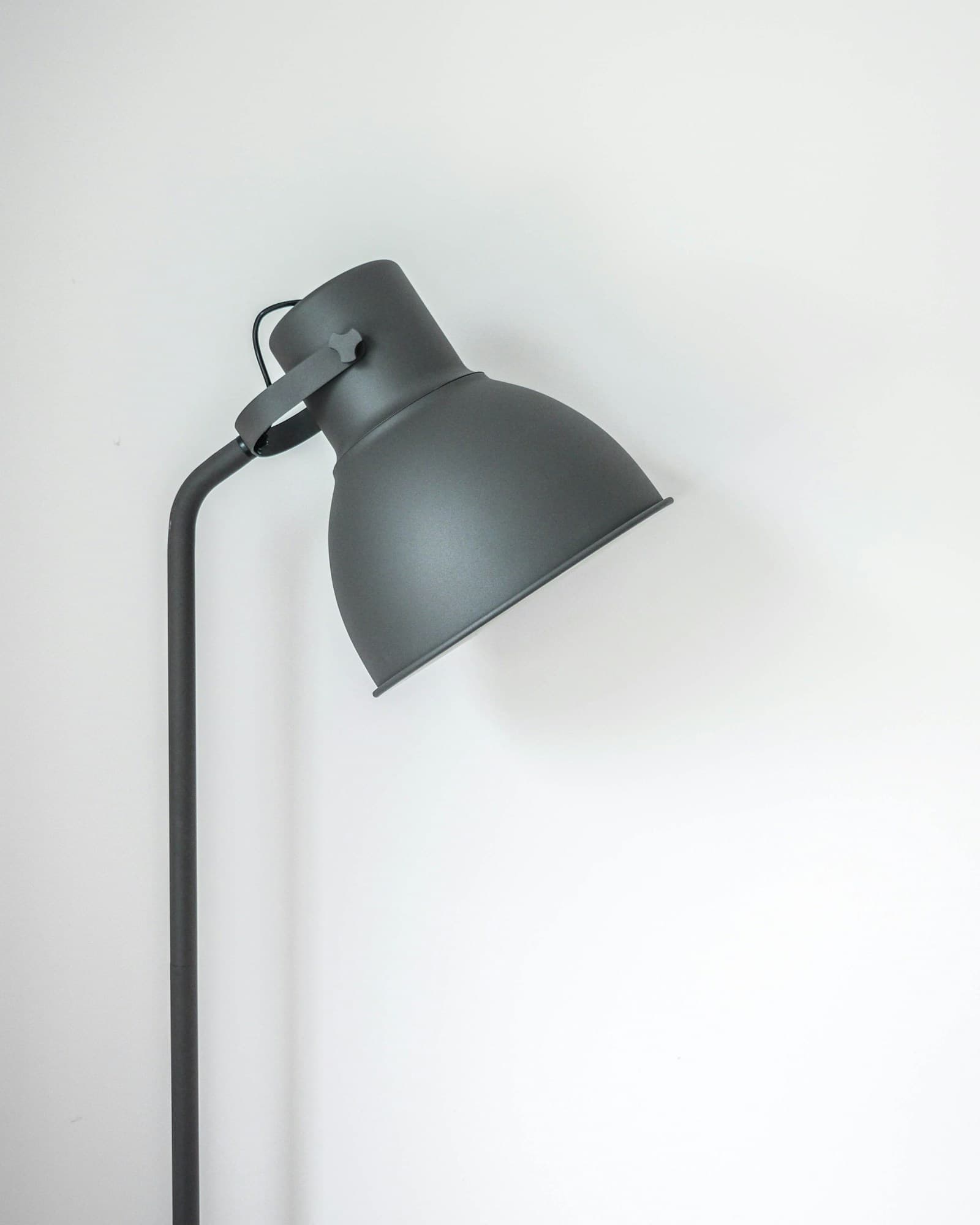 Aster arc floor lamp curving over a sofa