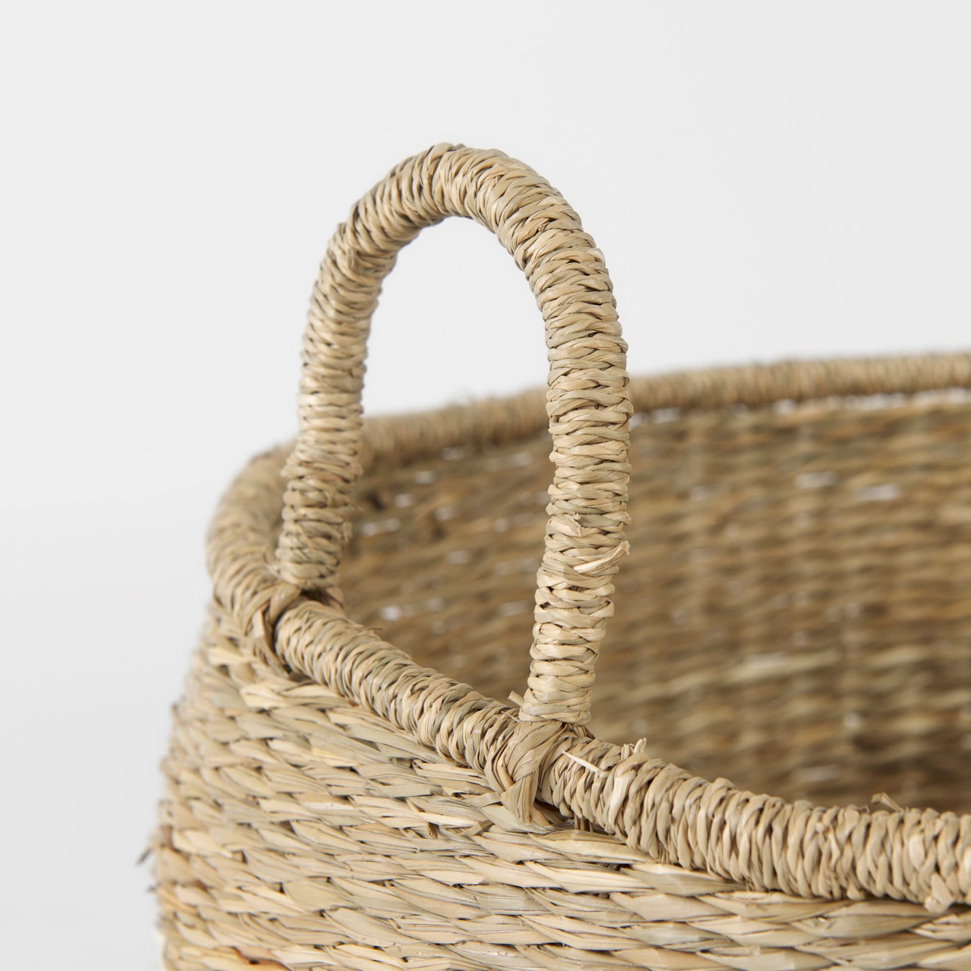 Bradley (Set of 2) Light Brown W/Striped Seagrass Basket W/ Handles — product photograph