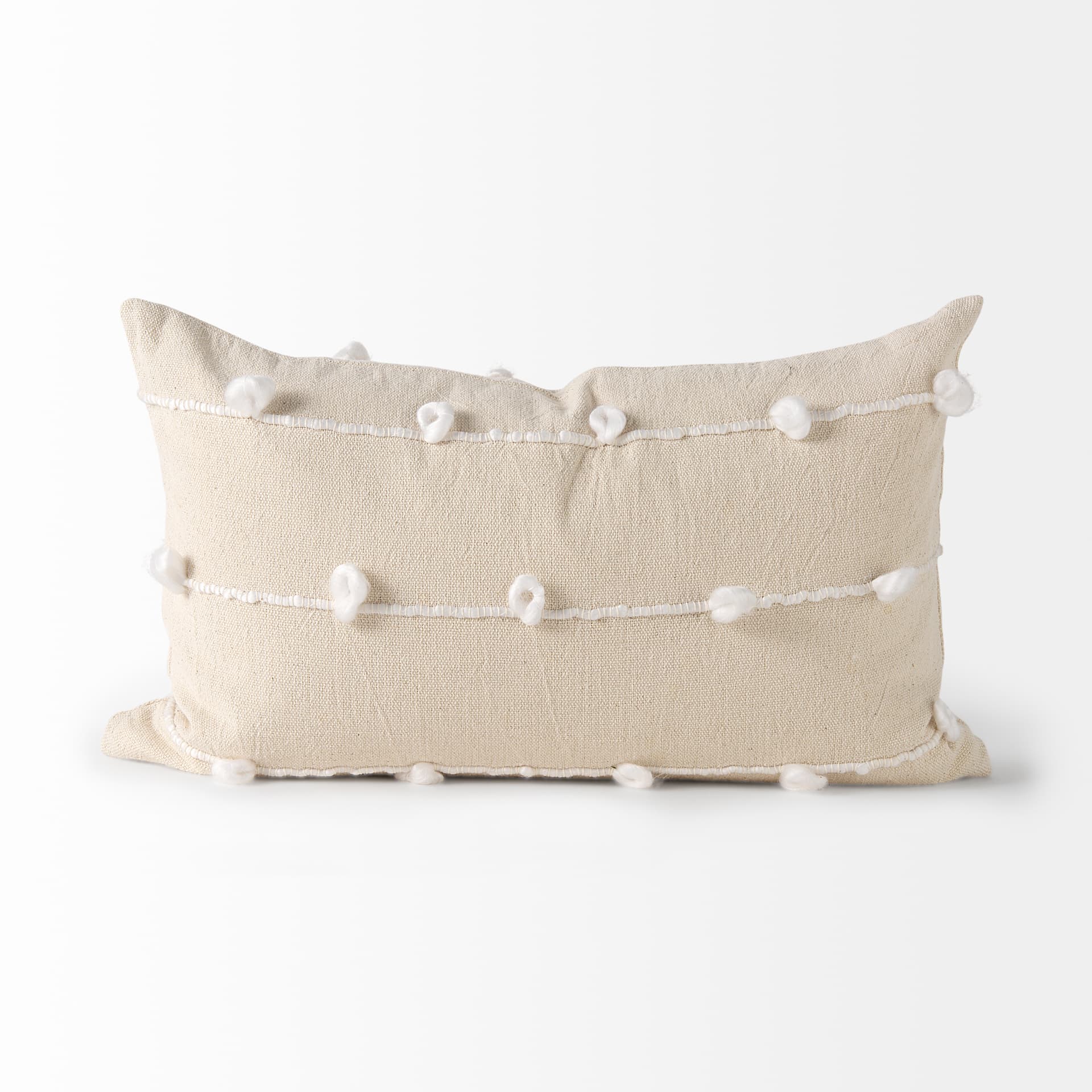 Erica 13x21 Cream With White Detail Pillow Cover w/Down Filler — product photograph
