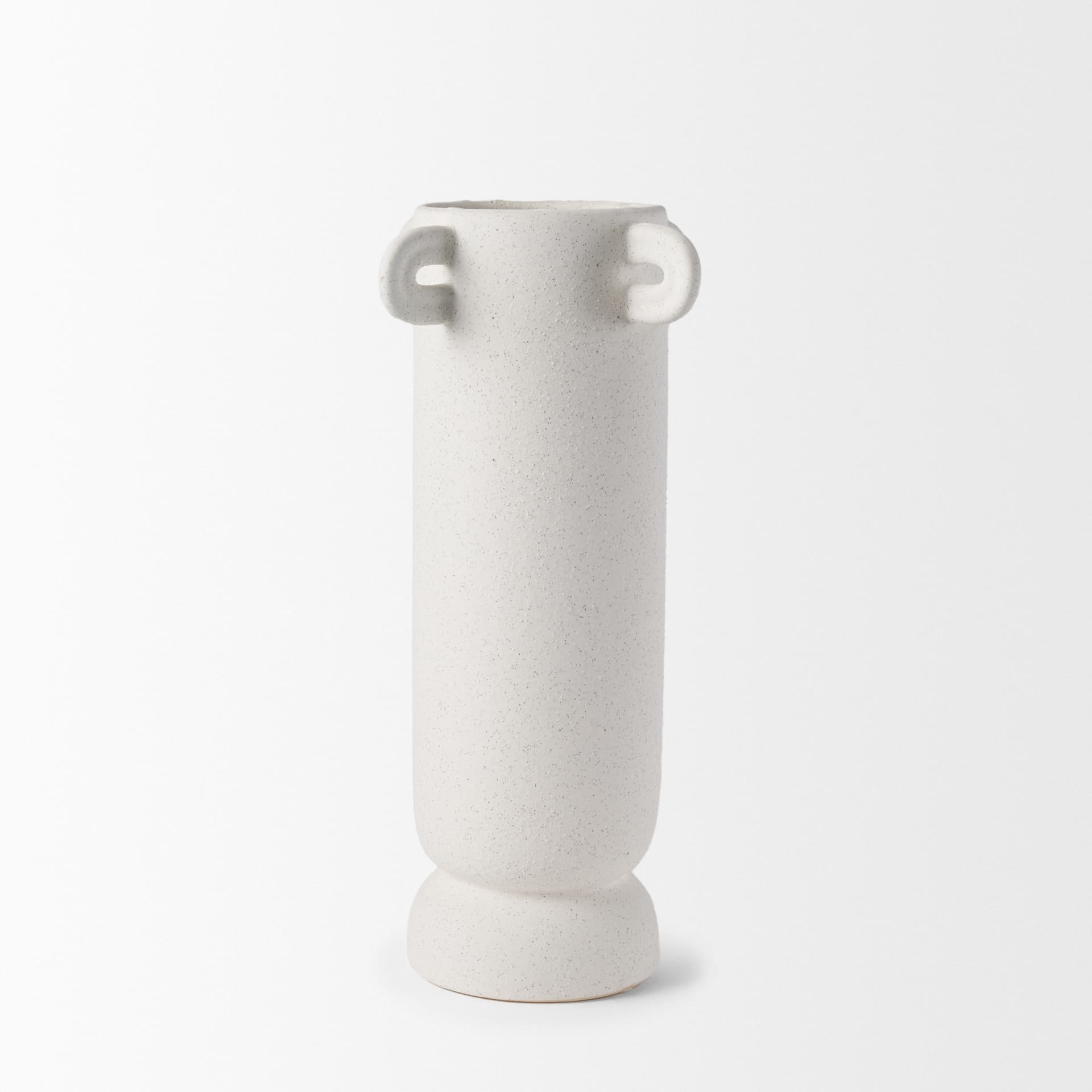 Dylan Tall Textured Off White w/ Handles Ceramic Vase — product photograph