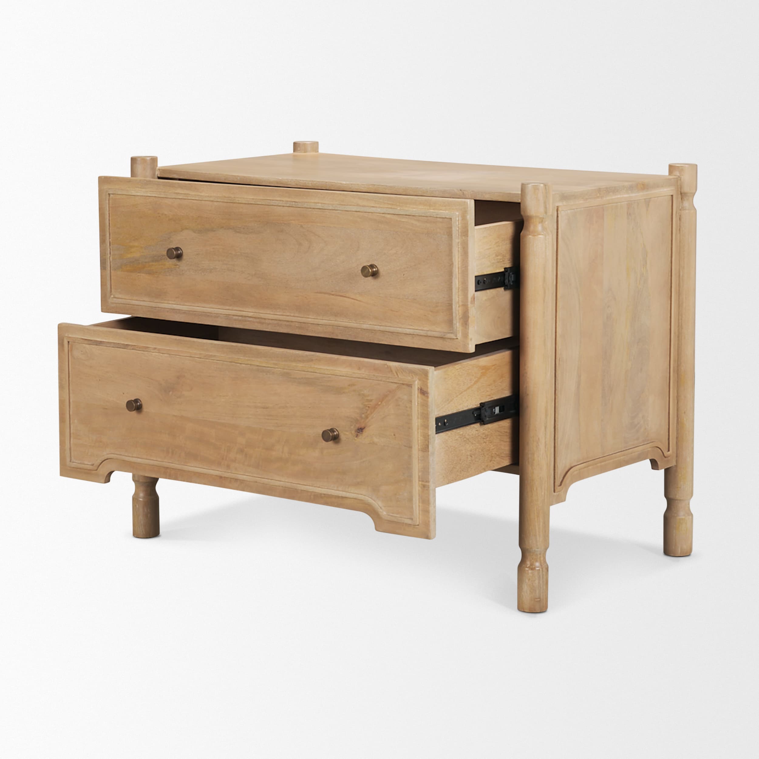 Phil Light Brown Wood 2 Drawer Nightstand — product photograph