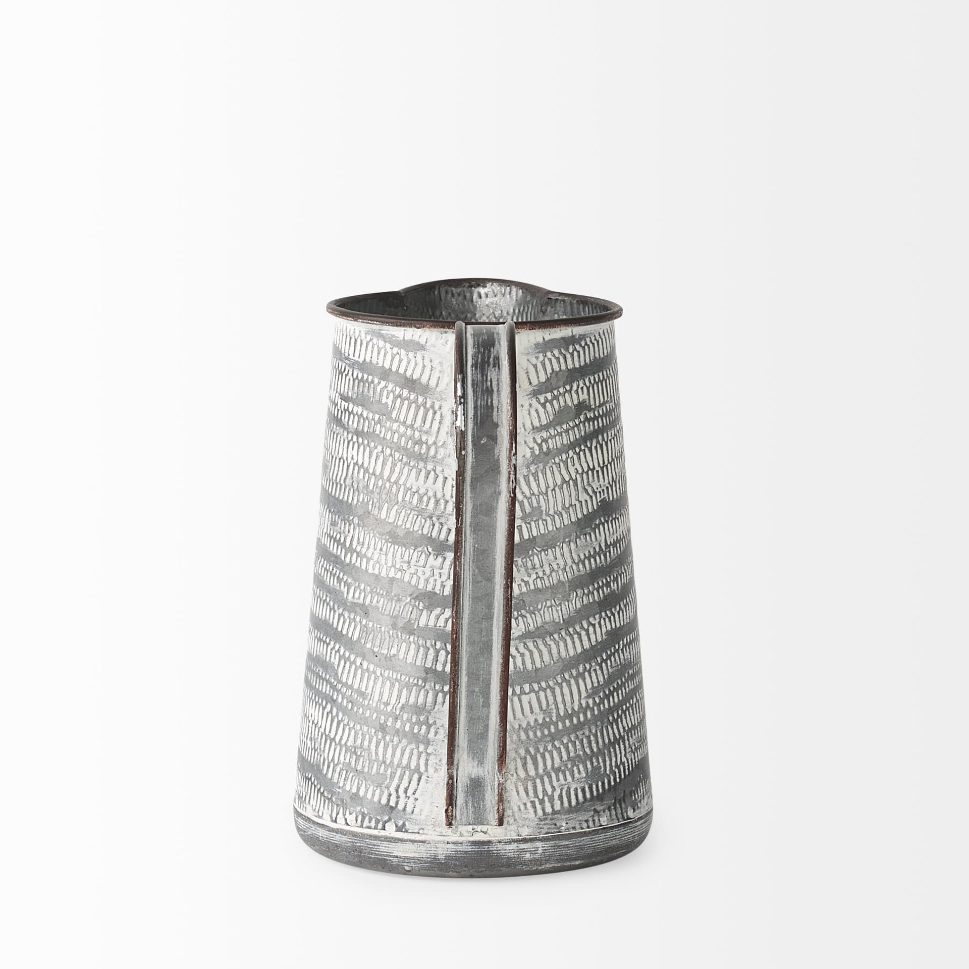 Serena I 8H Small Gray/White Textured Metal Jug — product photograph